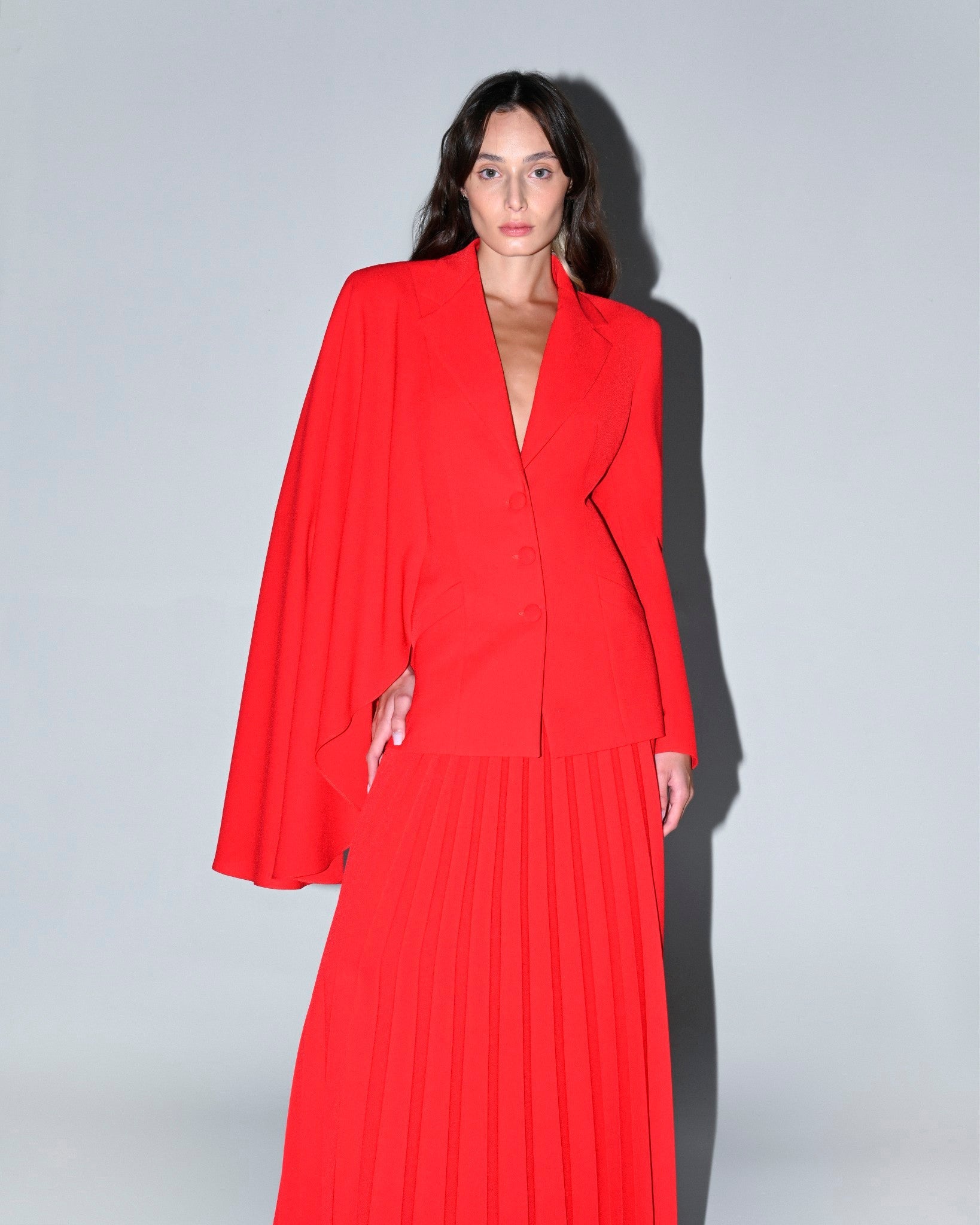 Asymmetric Draped Crepe Blazer