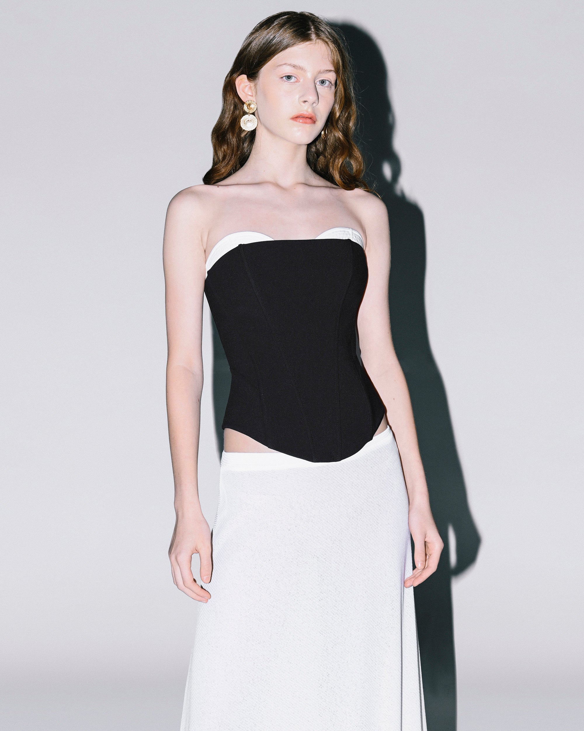 Color-Block Crepe Bustier Top