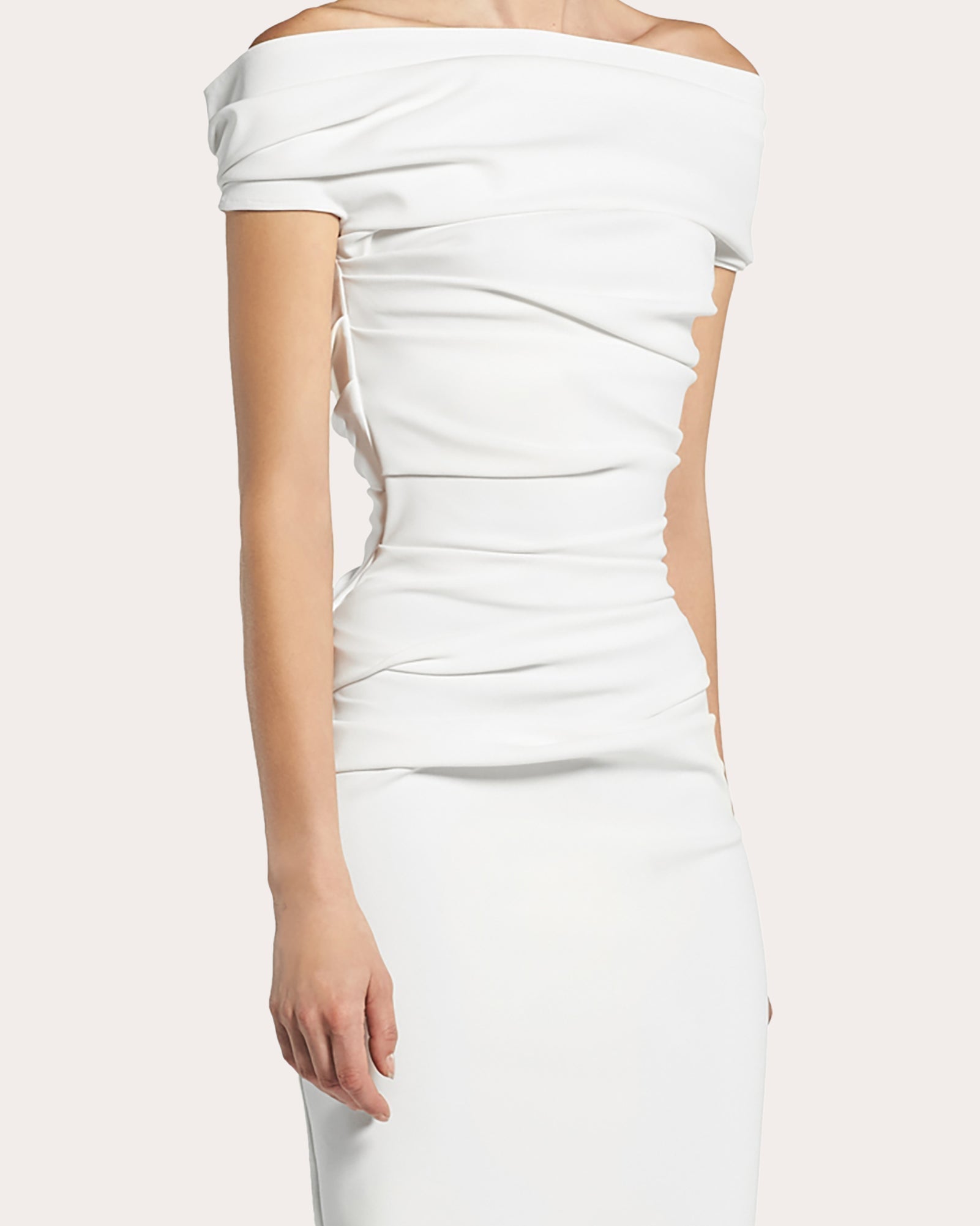 Assertion Ruched Off-Shoulder Gown