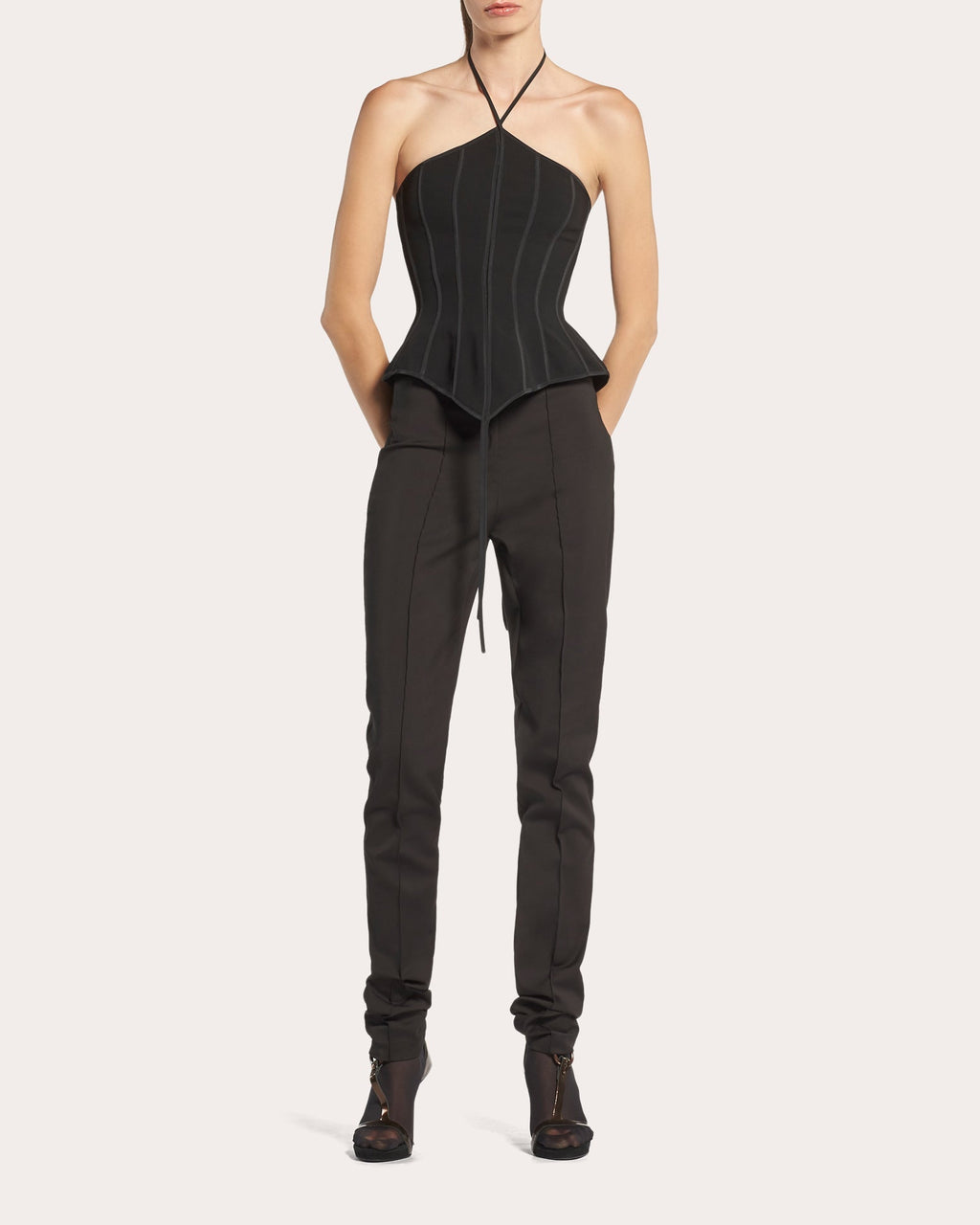 Intuit Paneled Peplum Halter Bustier