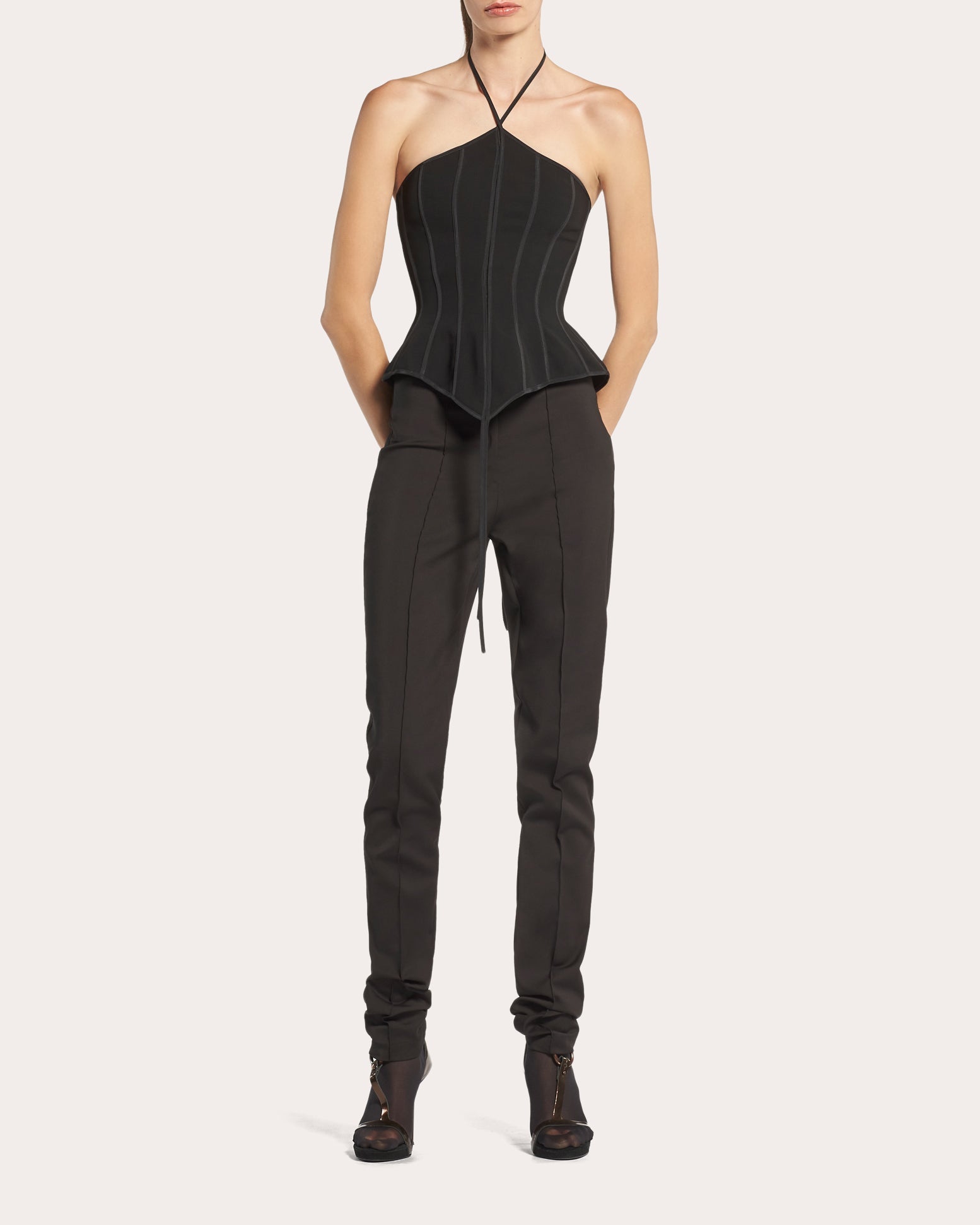 Intuit Paneled Peplum Halter Bustier