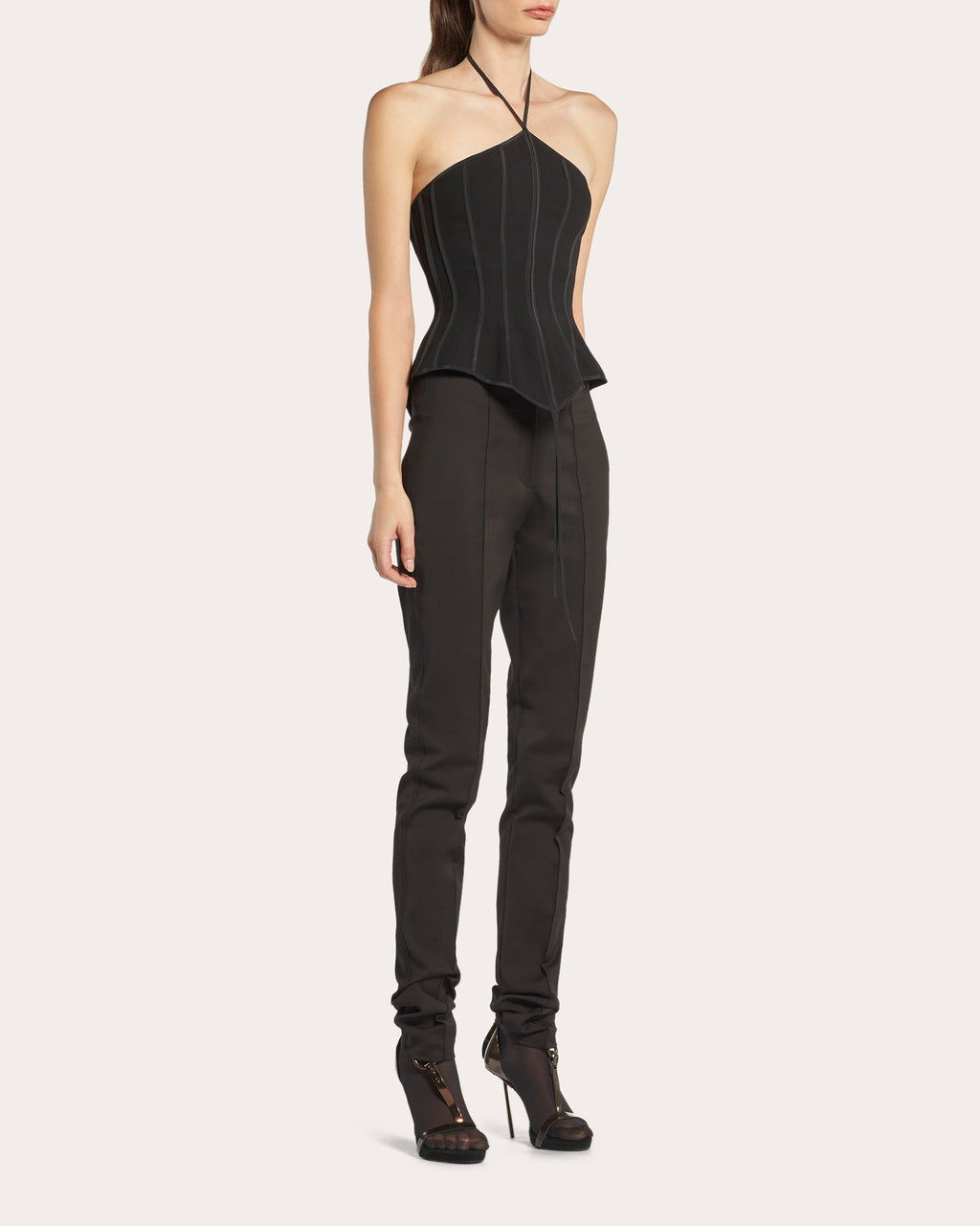 Intuit Paneled Peplum Halter Bustier