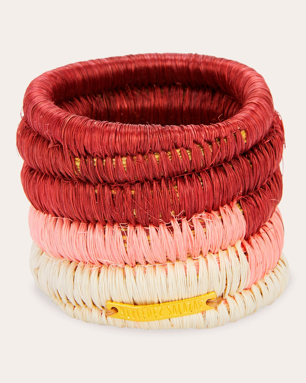 Set-Of-Tow Pink Raffia Napkin Rings