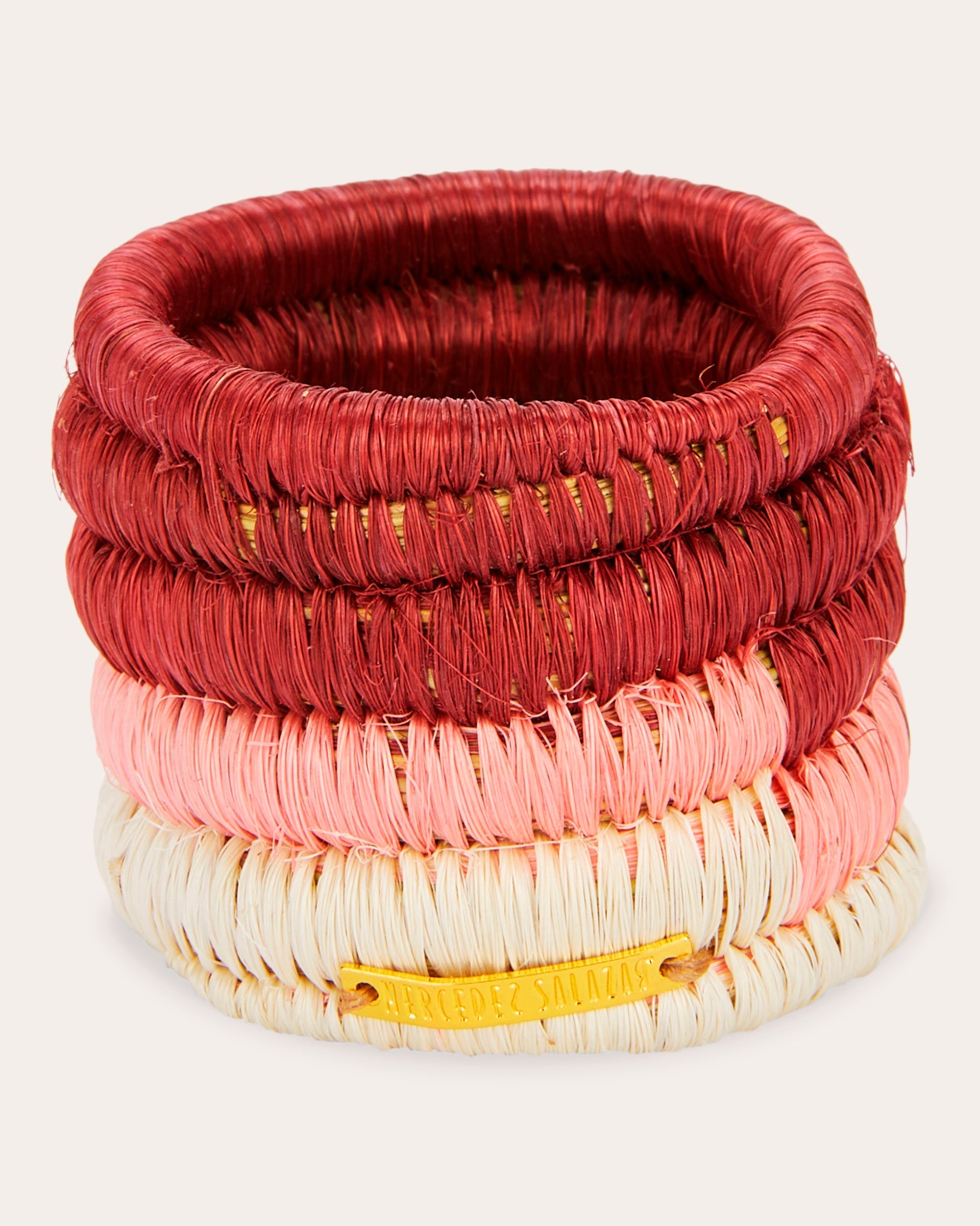 Set-Of-Tow Pink Raffia Napkin Rings