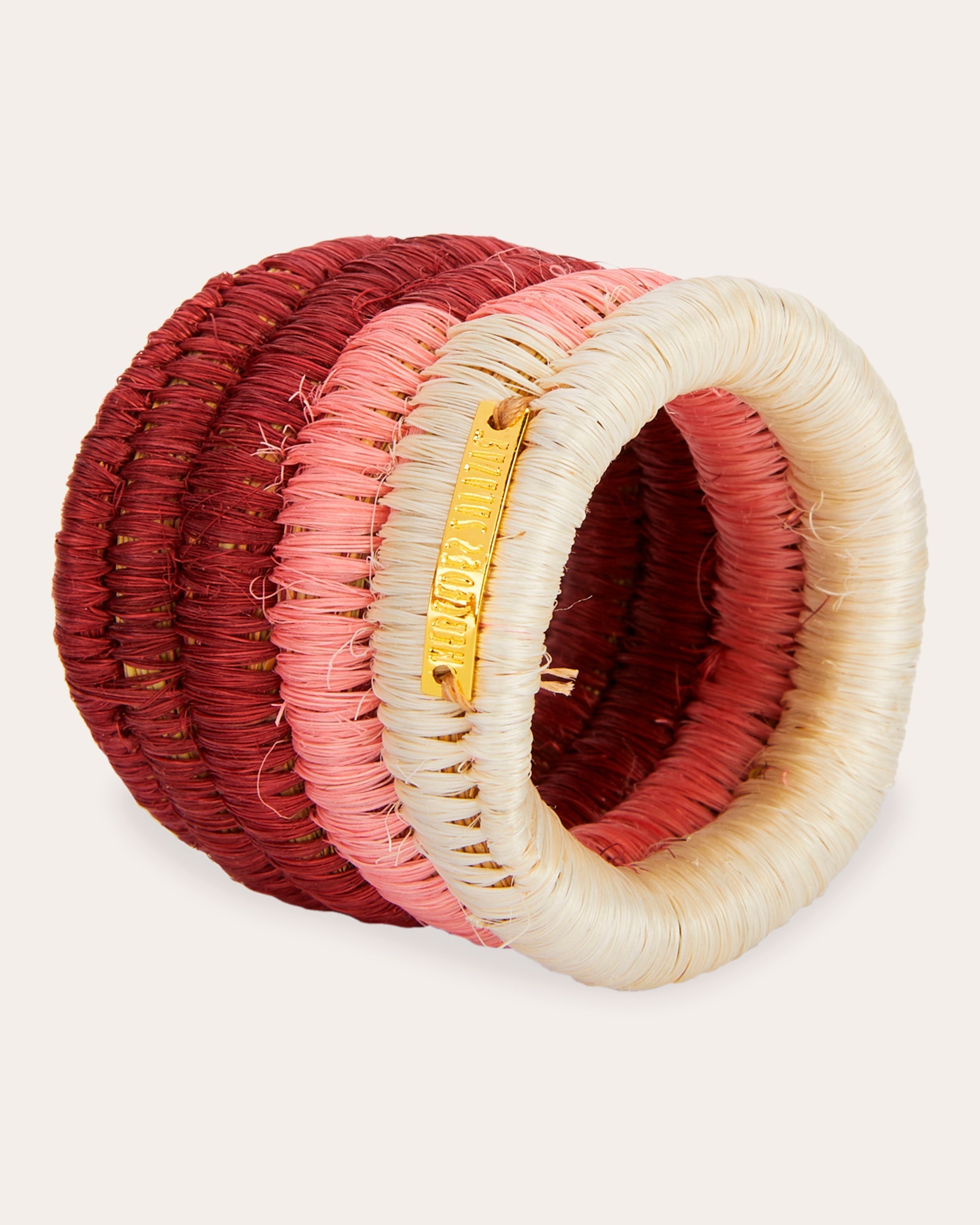 Set-Of-Tow Pink Raffia Napkin Rings