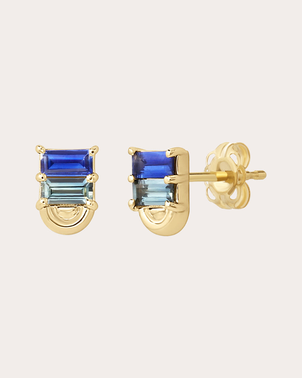 Revival Mini Deep Sea 14K Gold Sapphire Stud Earrings