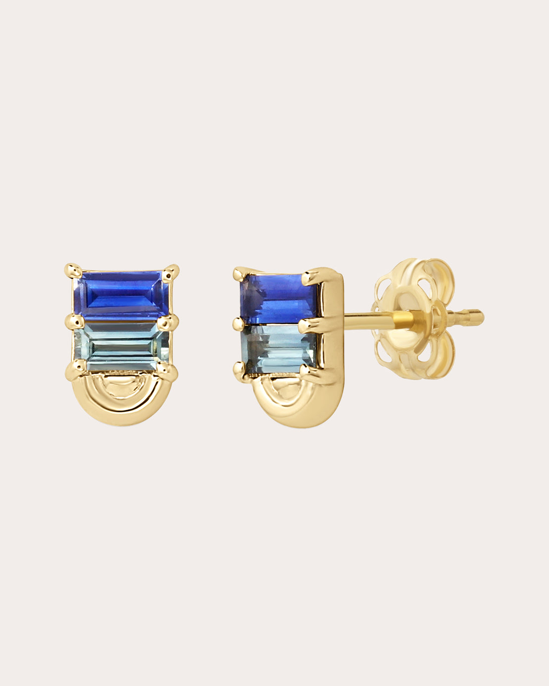 Revival Mini Deep Sea 14K Gold Sapphire Stud Earrings