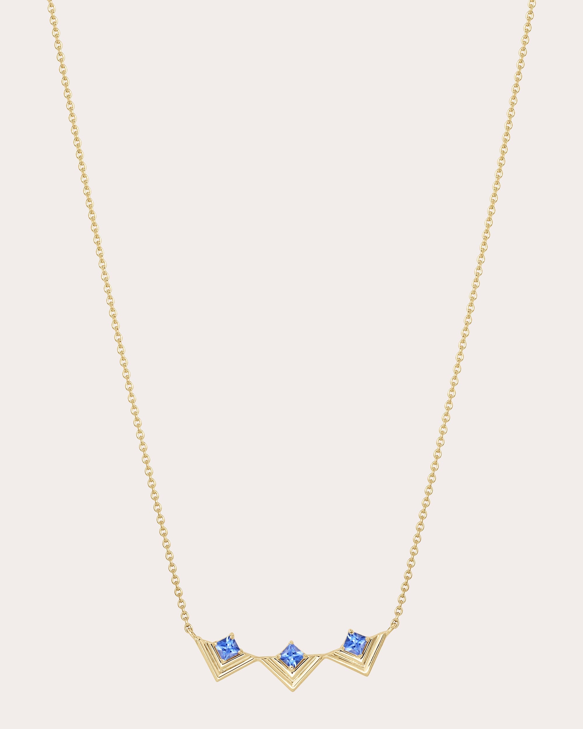 Revival Mini Frame 14K Gold Sapphire Pendant Necklace