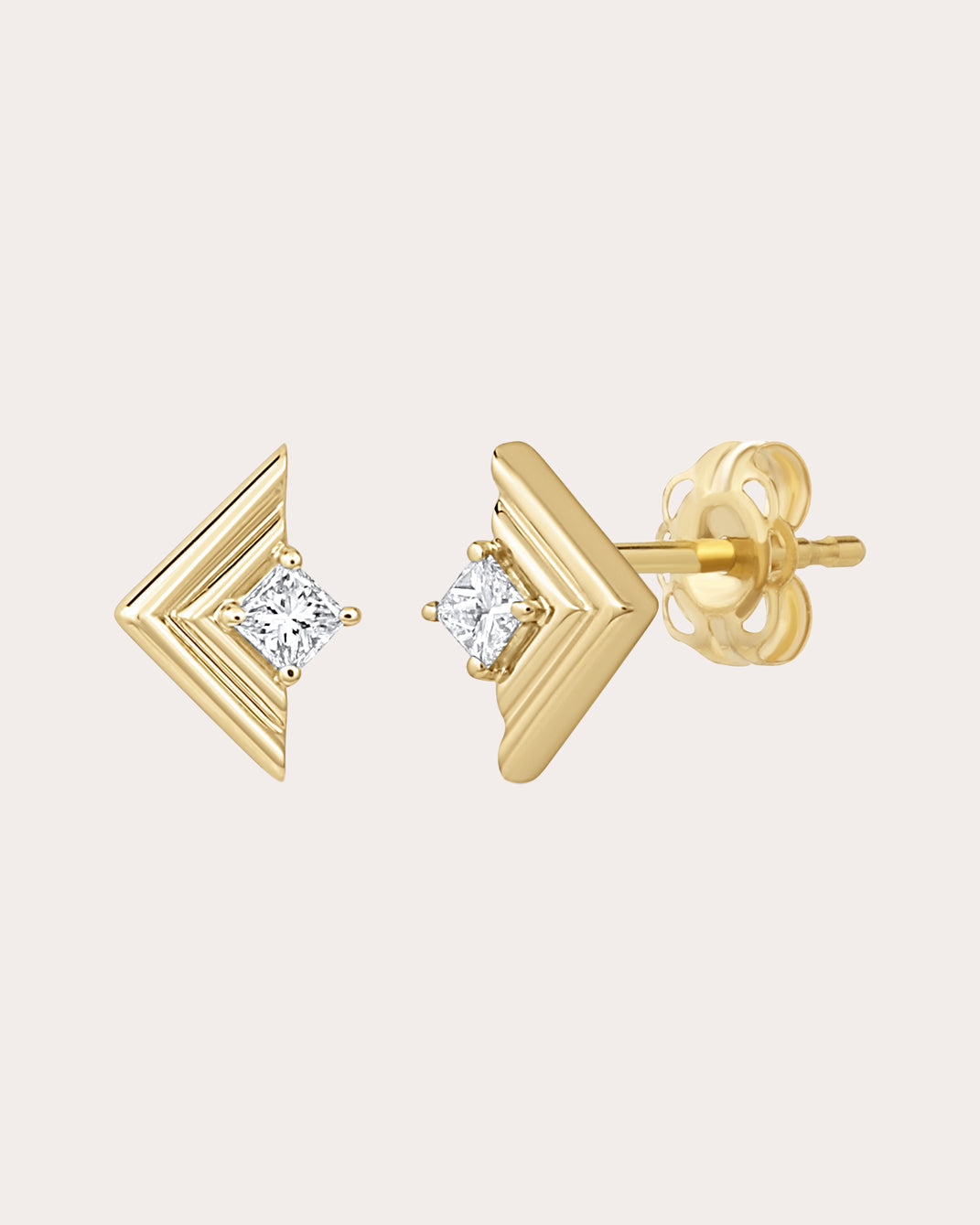 Revival Mini Frame 14K Gold Diamond Stud Earrings