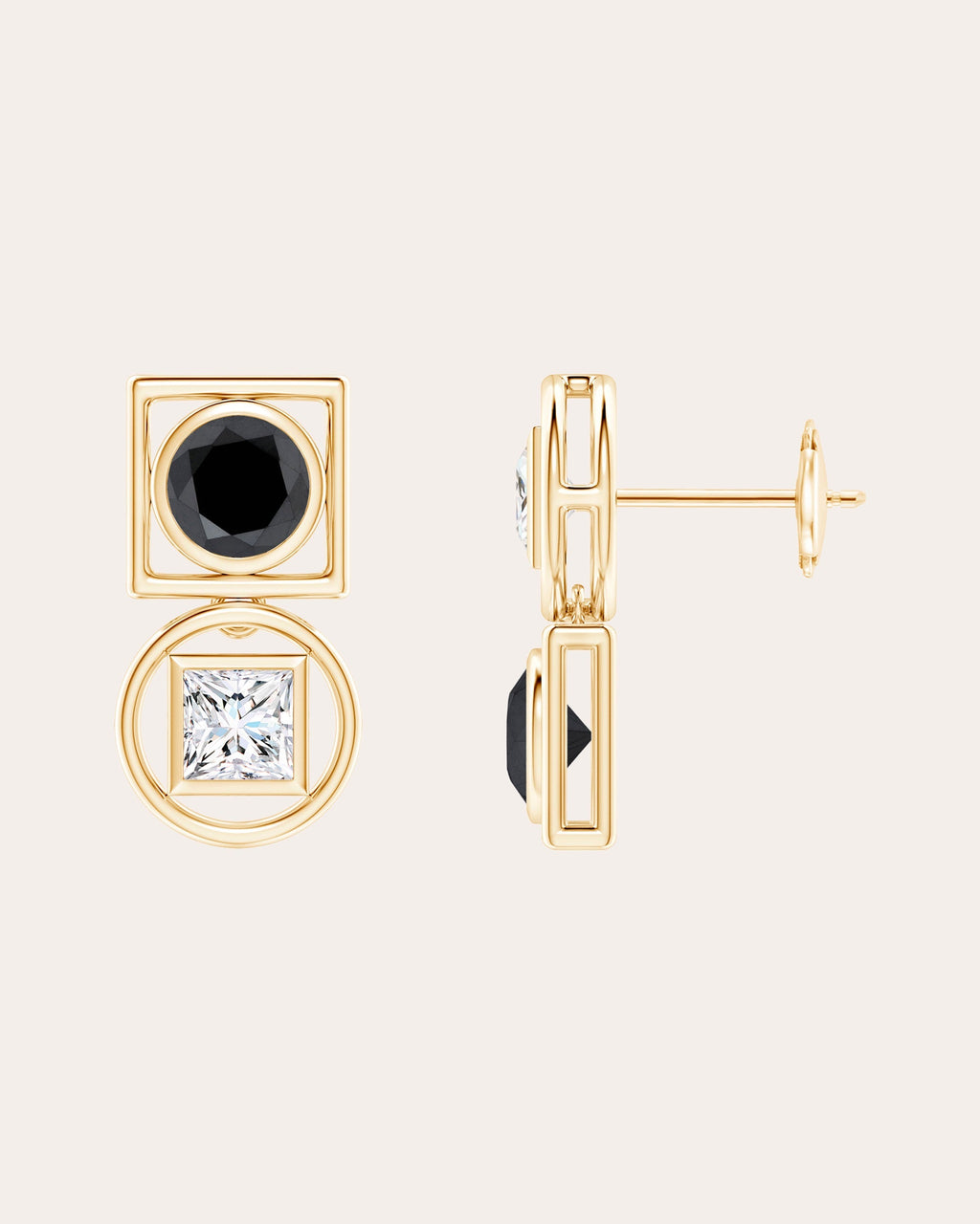 Infinity 14K Gold Diamond Asymmetric Stud Earrings