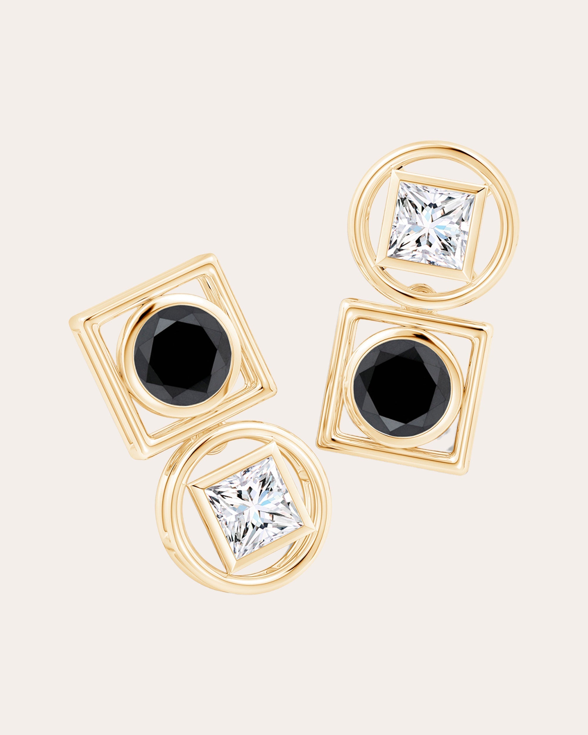 Infinity 14K Gold Diamond Asymmetric Stud Earrings