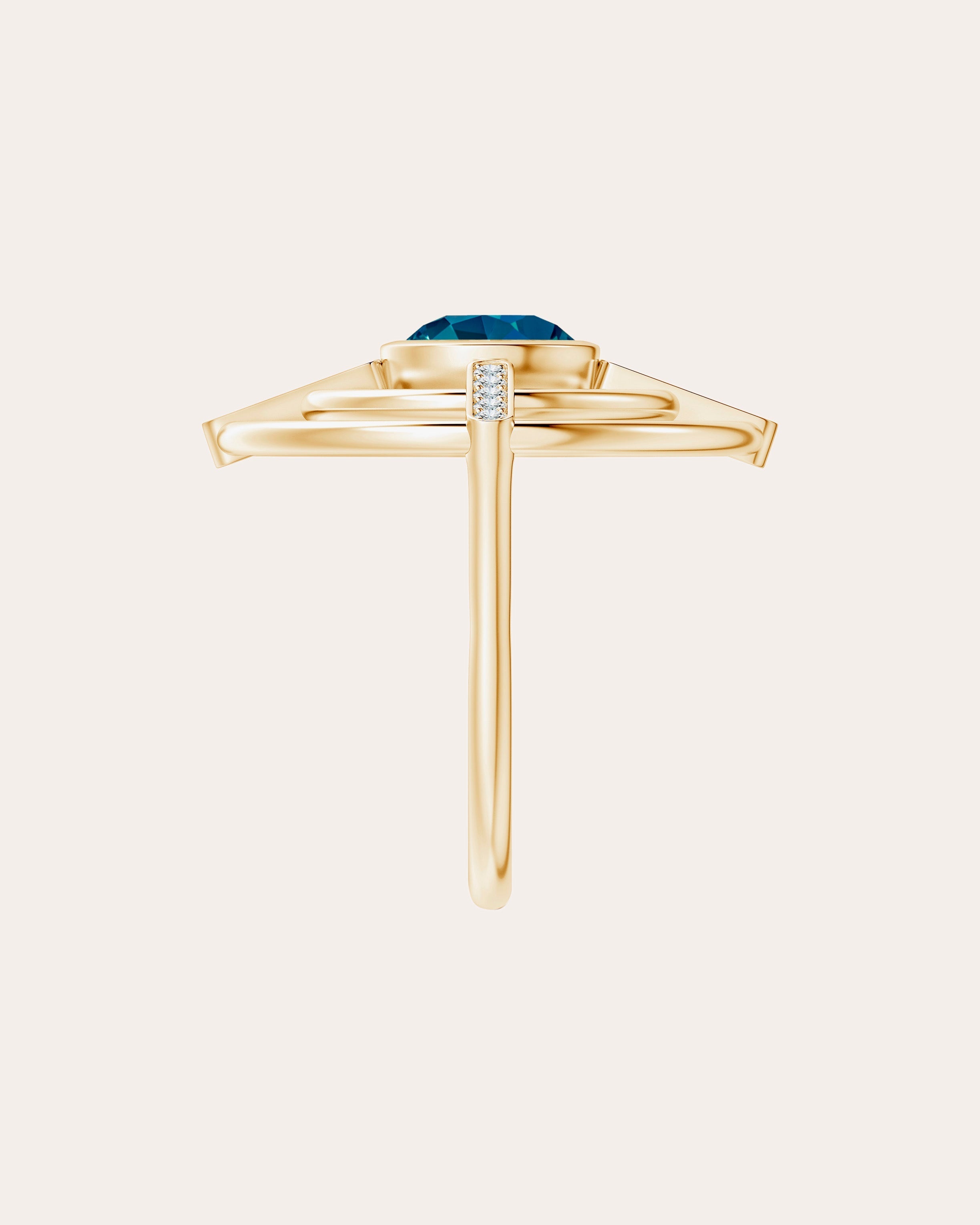 Bar 14K Gold Topaz and Diamond Ring