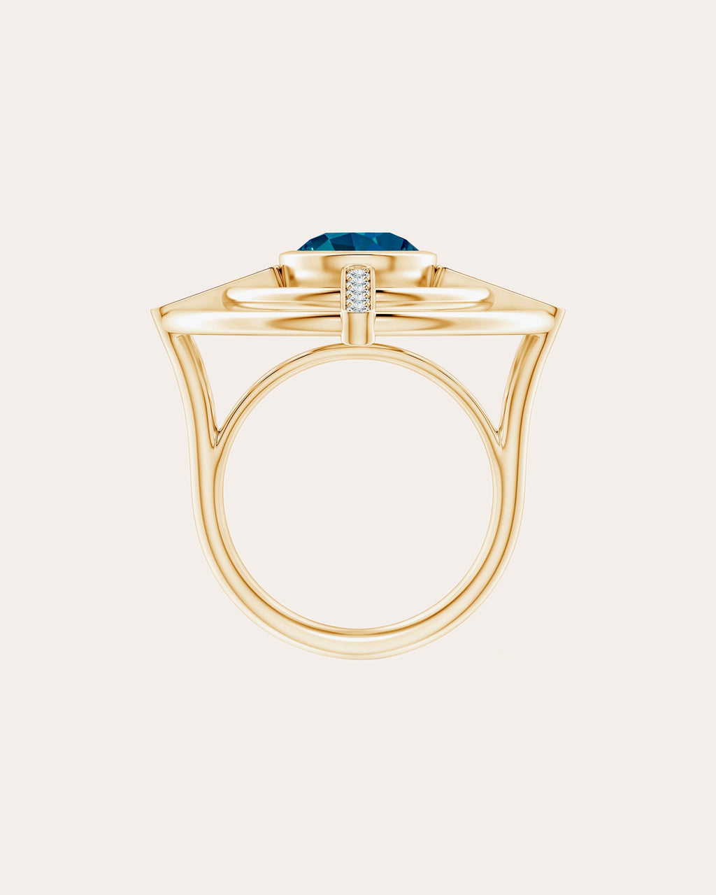 Bar 14K Gold Topaz and Diamond Ring
