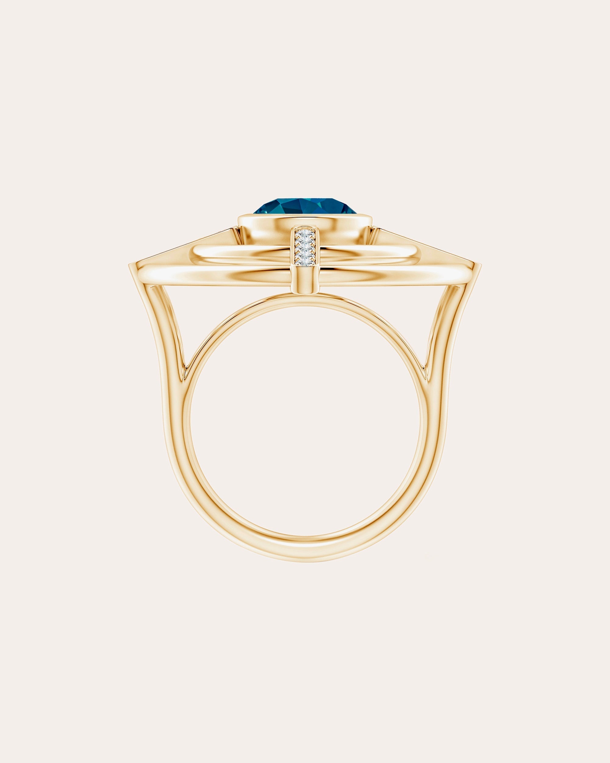 Bar 14K Gold Topaz and Diamond Ring