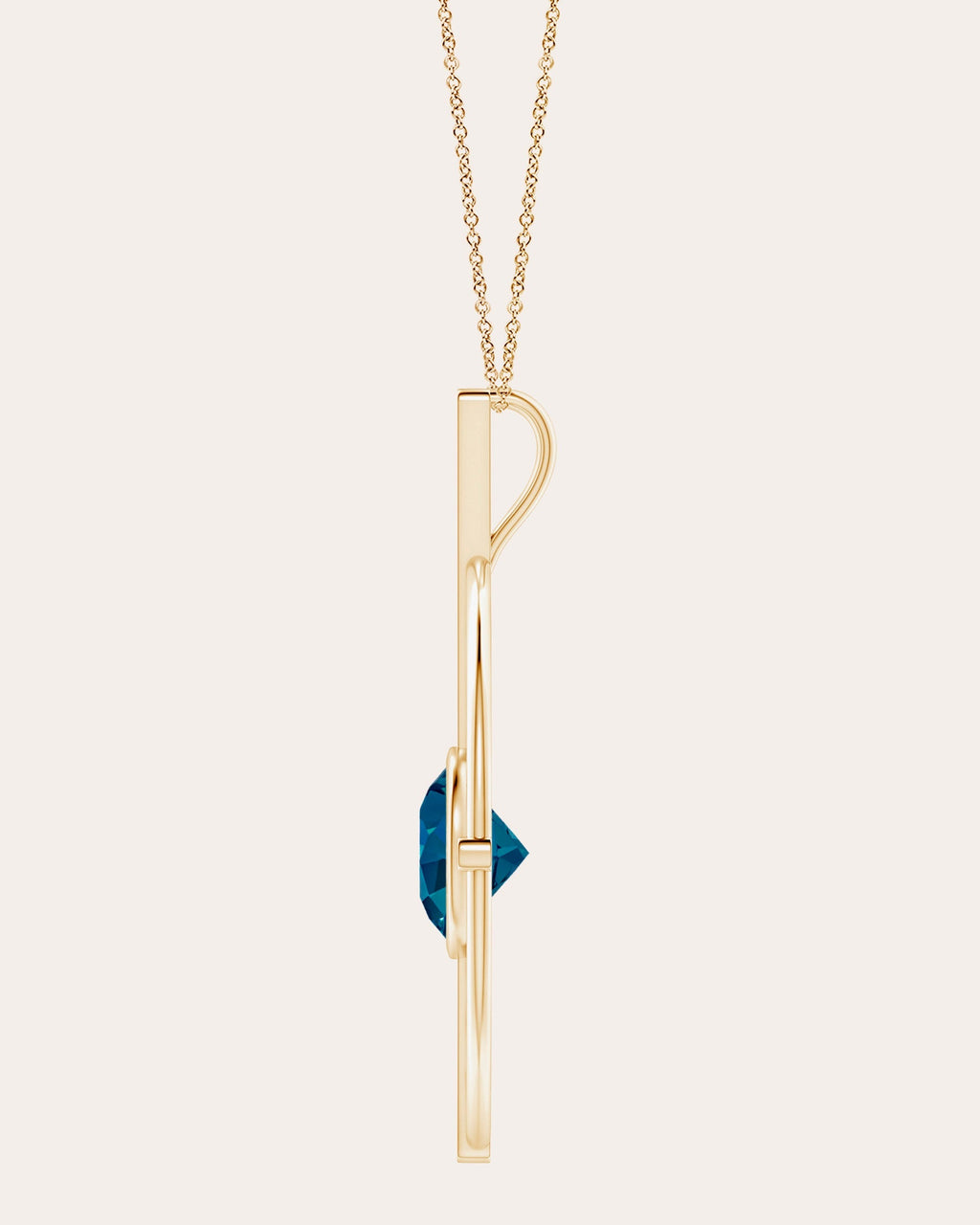 Bar 14K Gold Topaz and Diamond Pendant Necklace