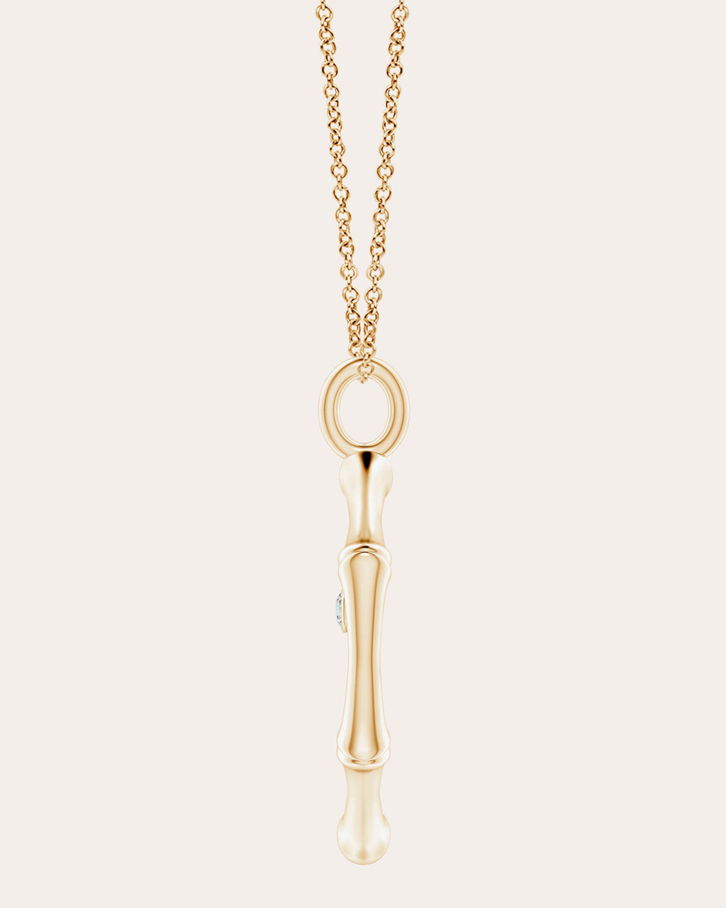 Bamboo 14K Gold Diamond Cross Pendant Necklace