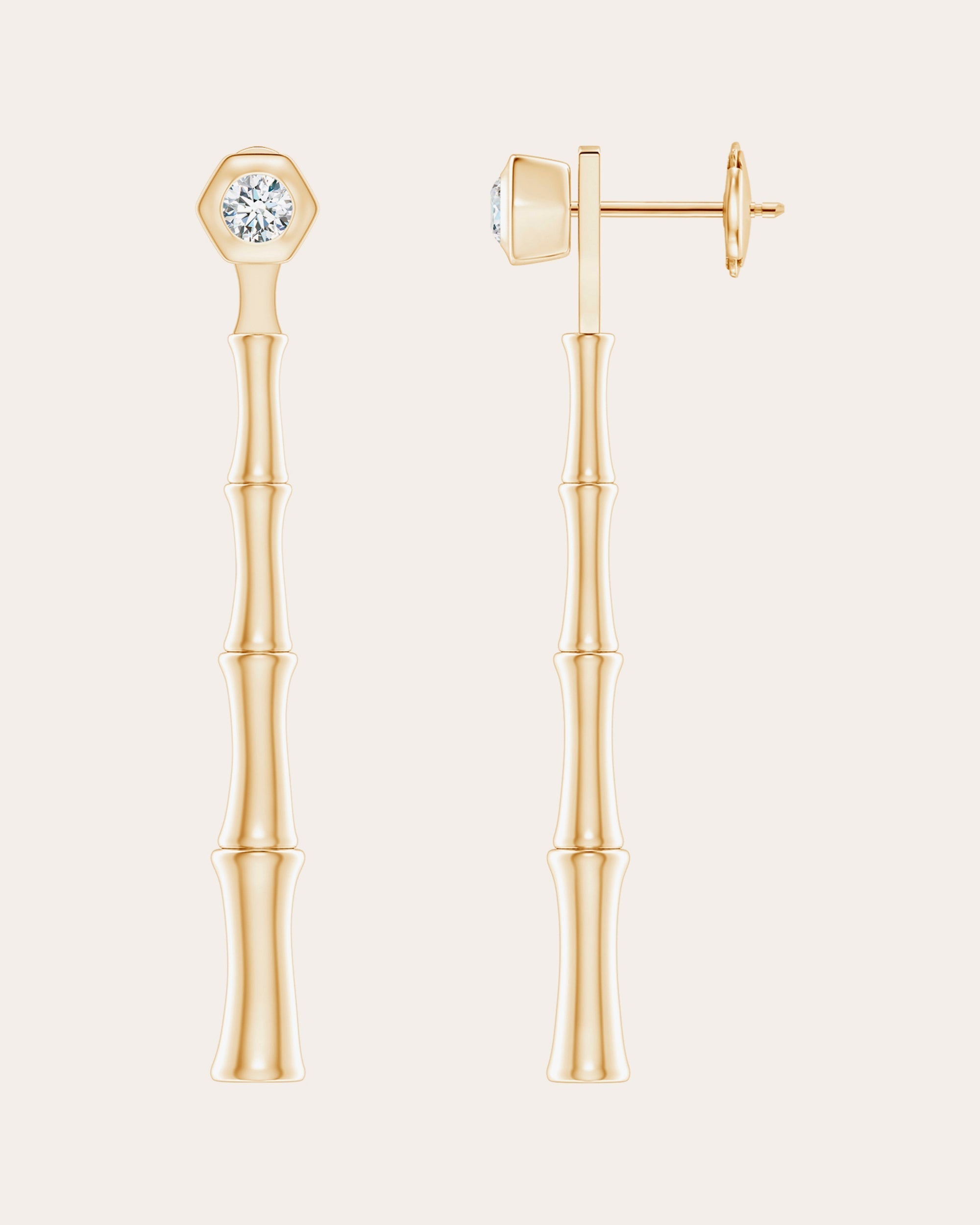 Bamboo 14K Gold Diamond Earrings