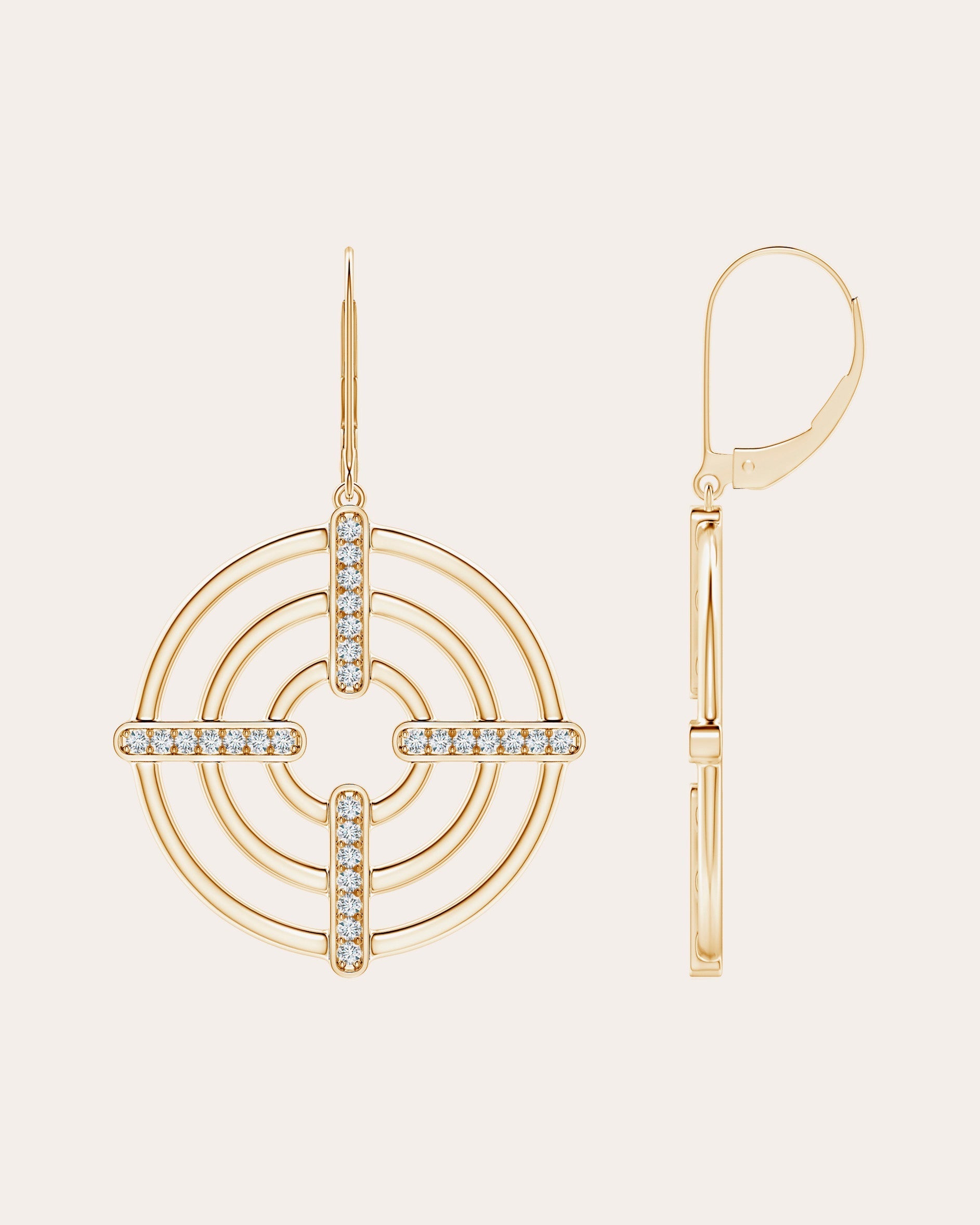 Bar 14K Gold Diamond Earrings