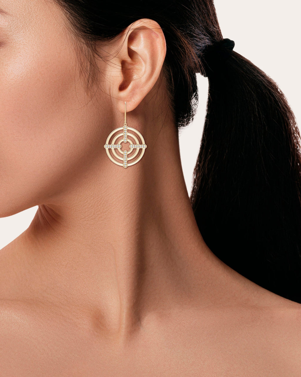 Bar 14K Gold Diamond Earrings