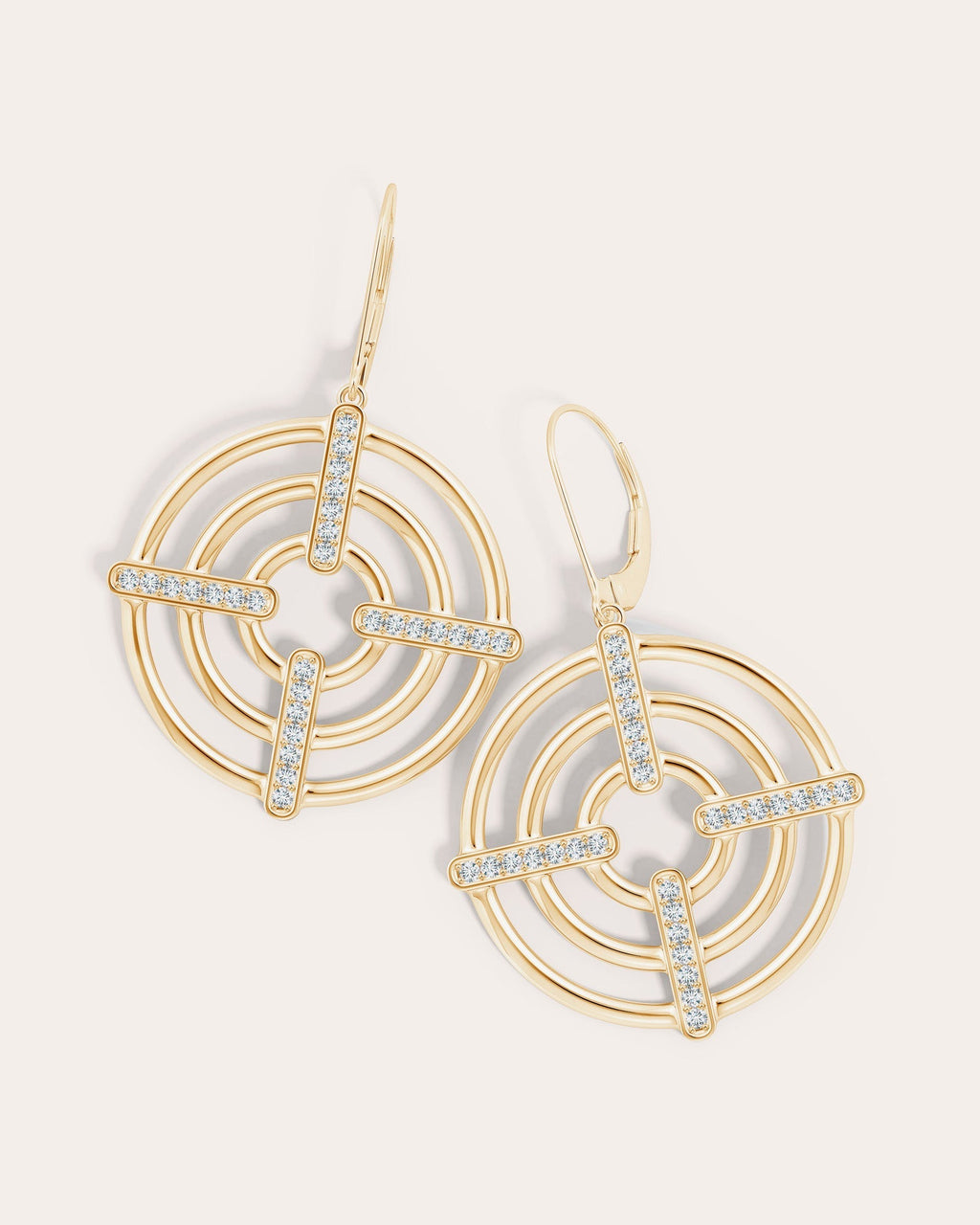 Bar 14K Gold Diamond Earrings
