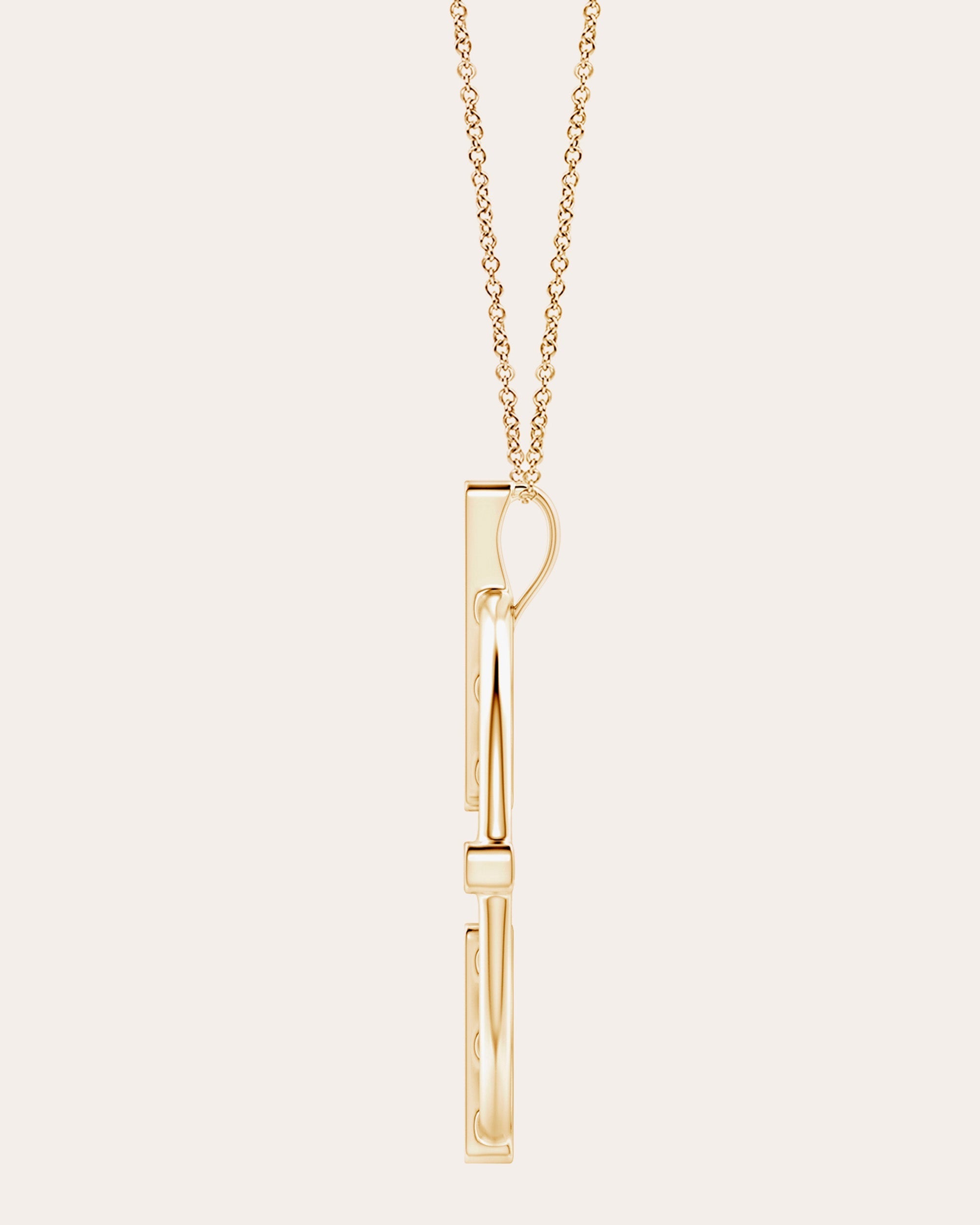Bar 14K Gold Diamond Pendant Necklace