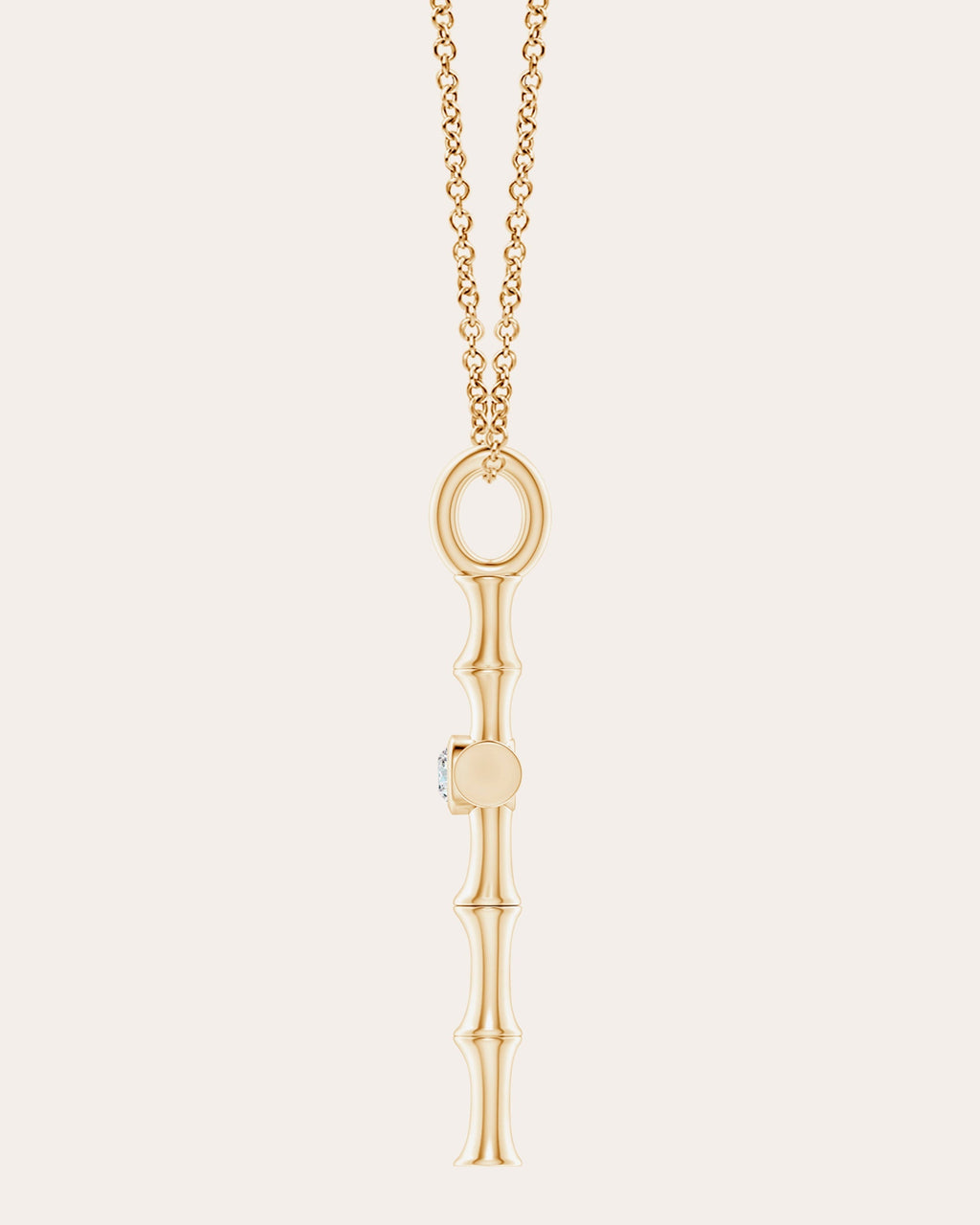 Bamboo 14K Gold Diamond Cross Pendant Necklace
