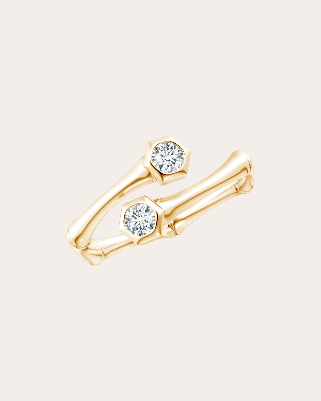 Bamboo 14K Gold Diamond Ring