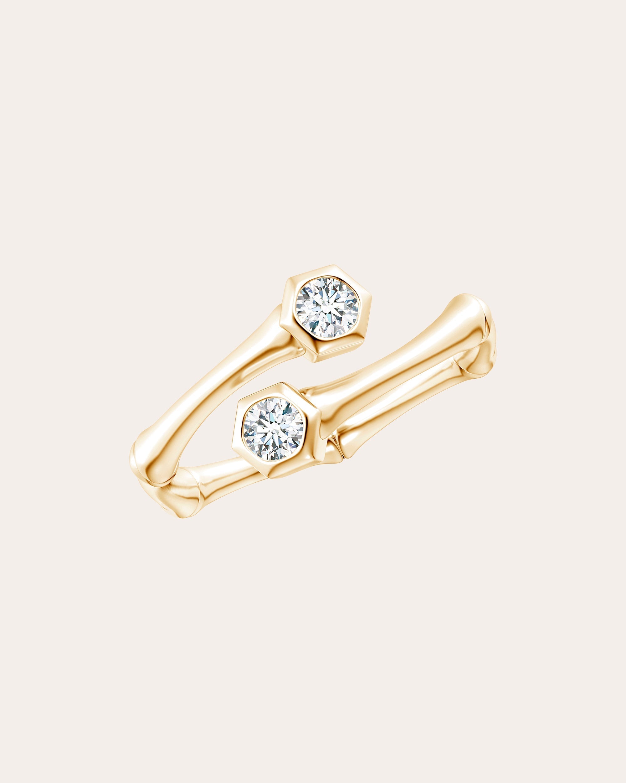 Bamboo 14K Gold Diamond Ring