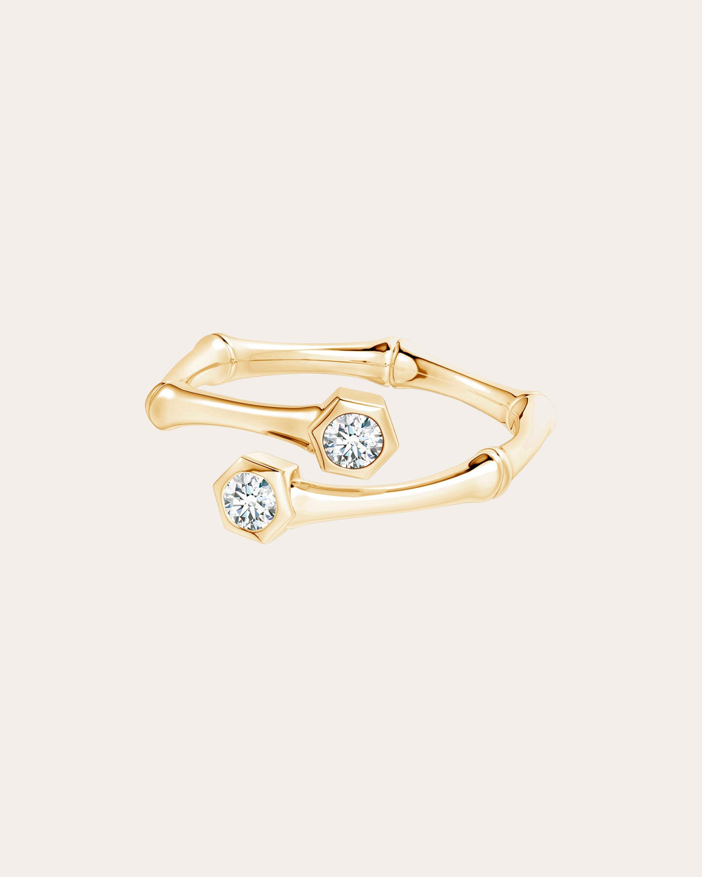 Bamboo 14K Gold Diamond Ring