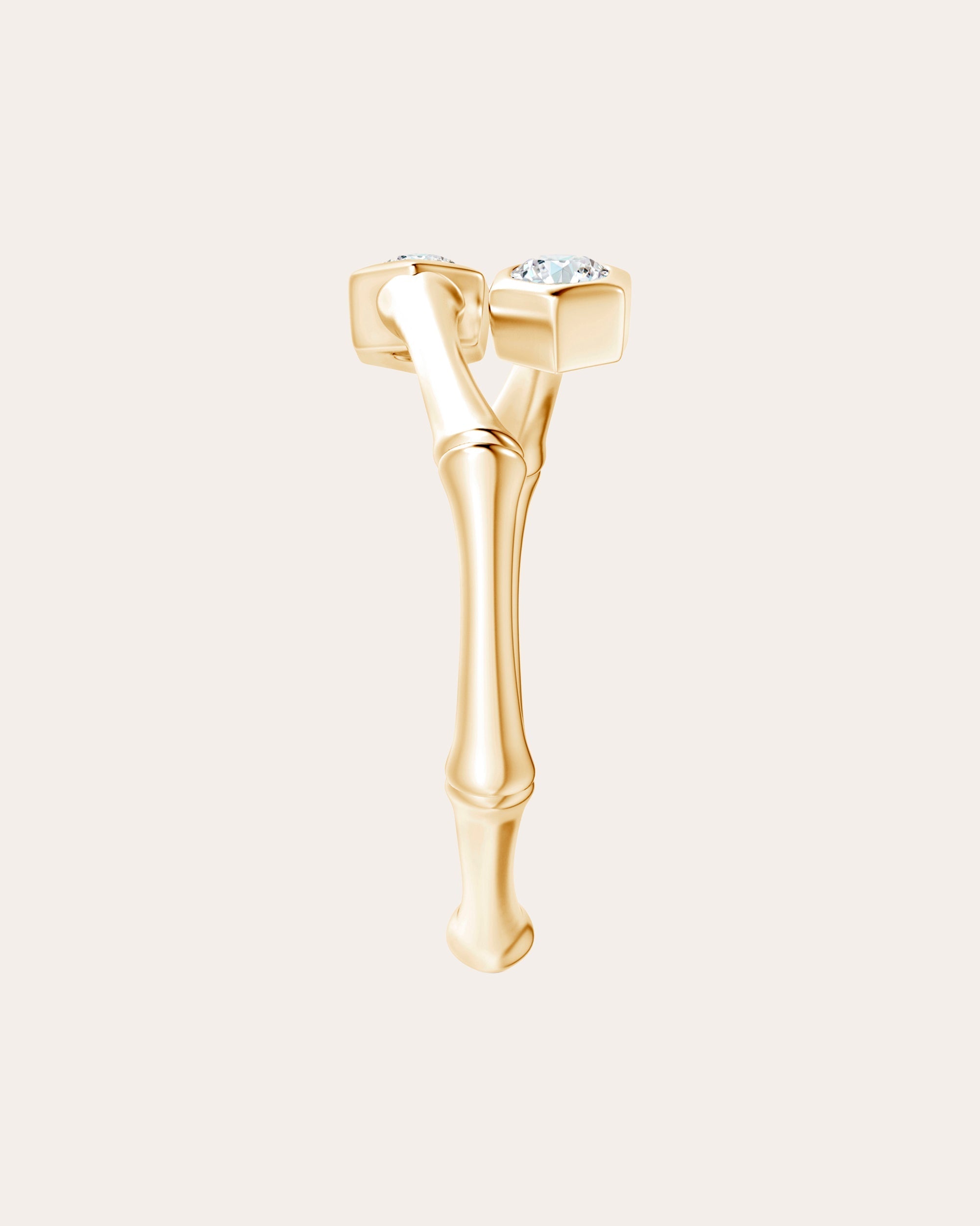 Bamboo 14K Gold Diamond Ring