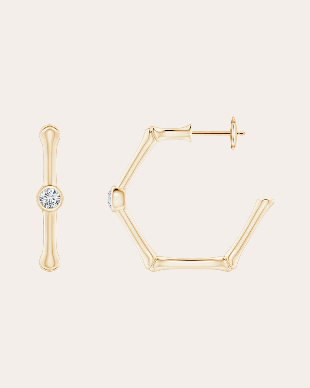 Indochine Bamboo 14K Gold Diamond Hoop Earrings