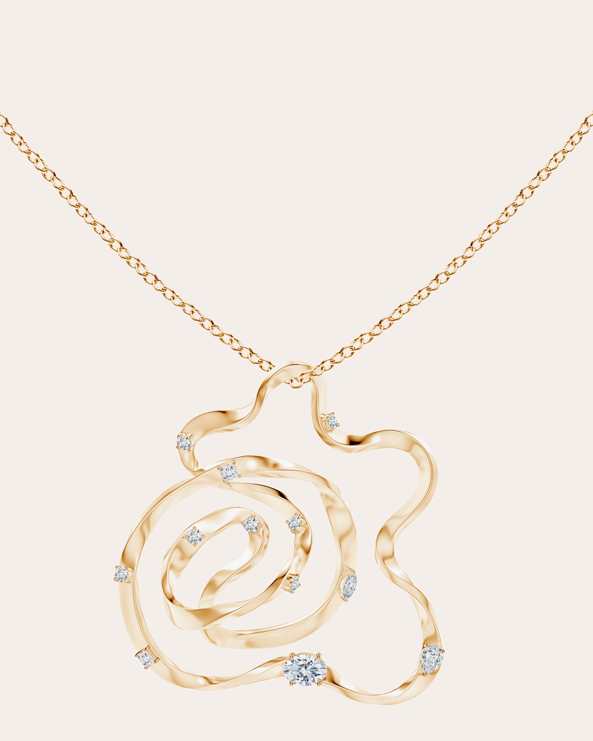 Sakura 14K Gold Diamond Pendant Necklace