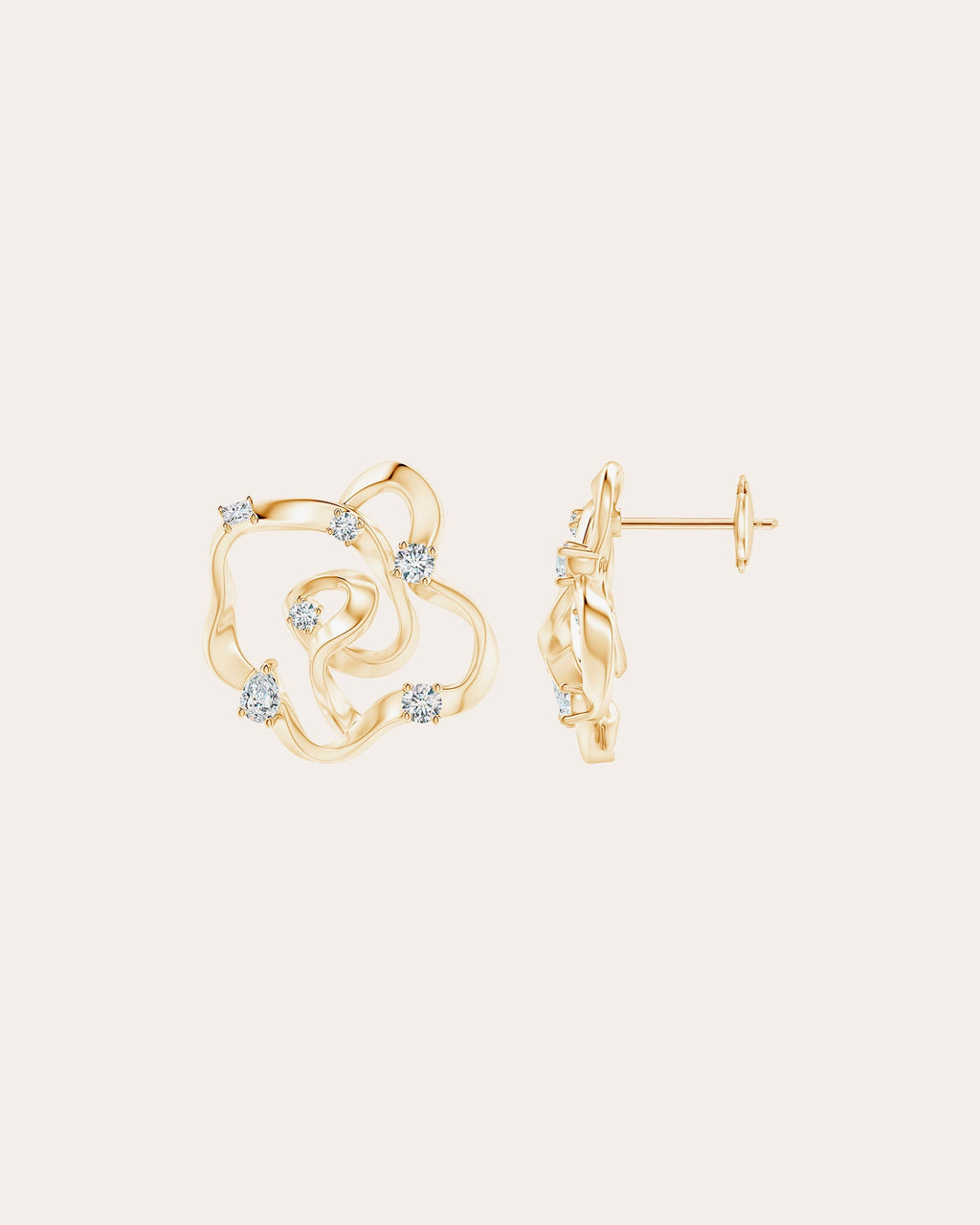 Sakura 14K Gold Diamond Earrings