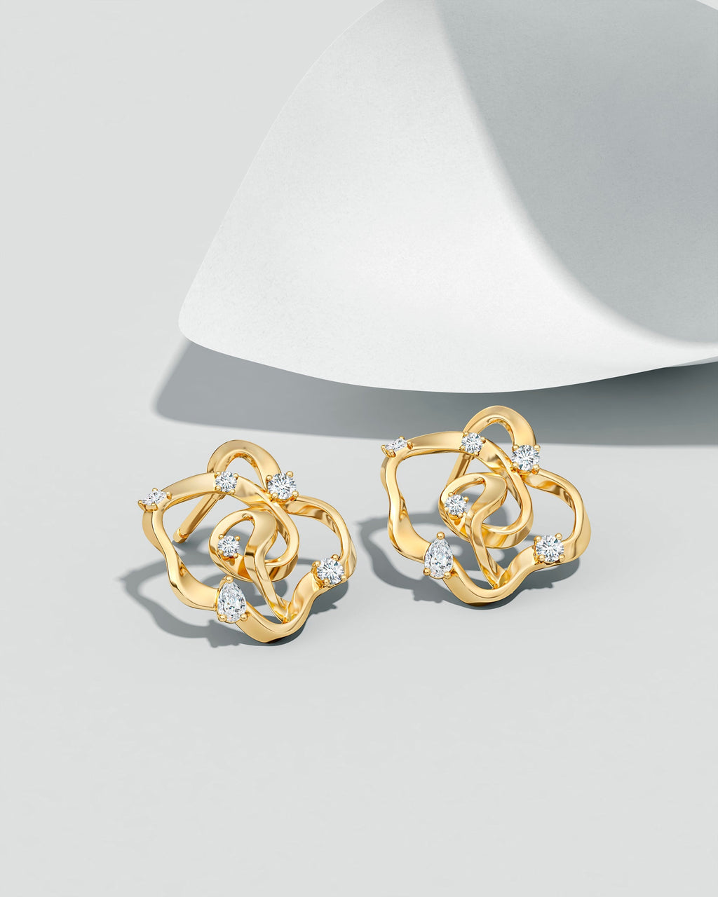 Sakura 14K Gold Diamond Earrings