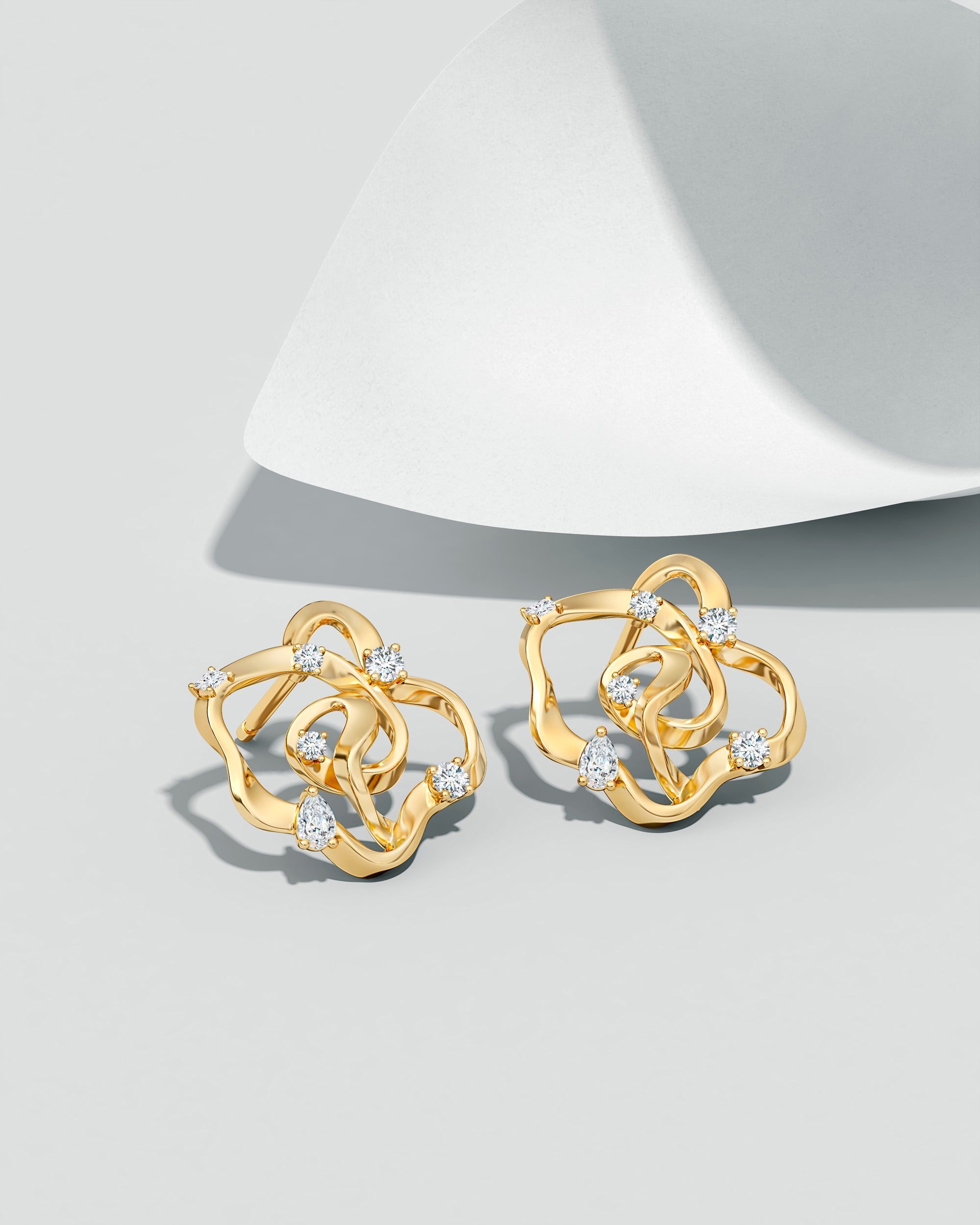 Sakura 14K Gold Diamond Earrings