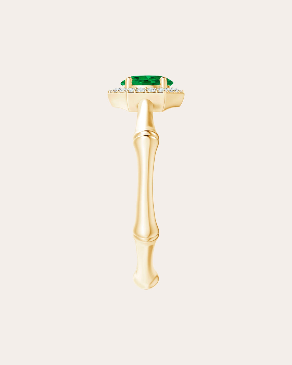 Bamboo 14K Gold Emerald and Diamond Ring