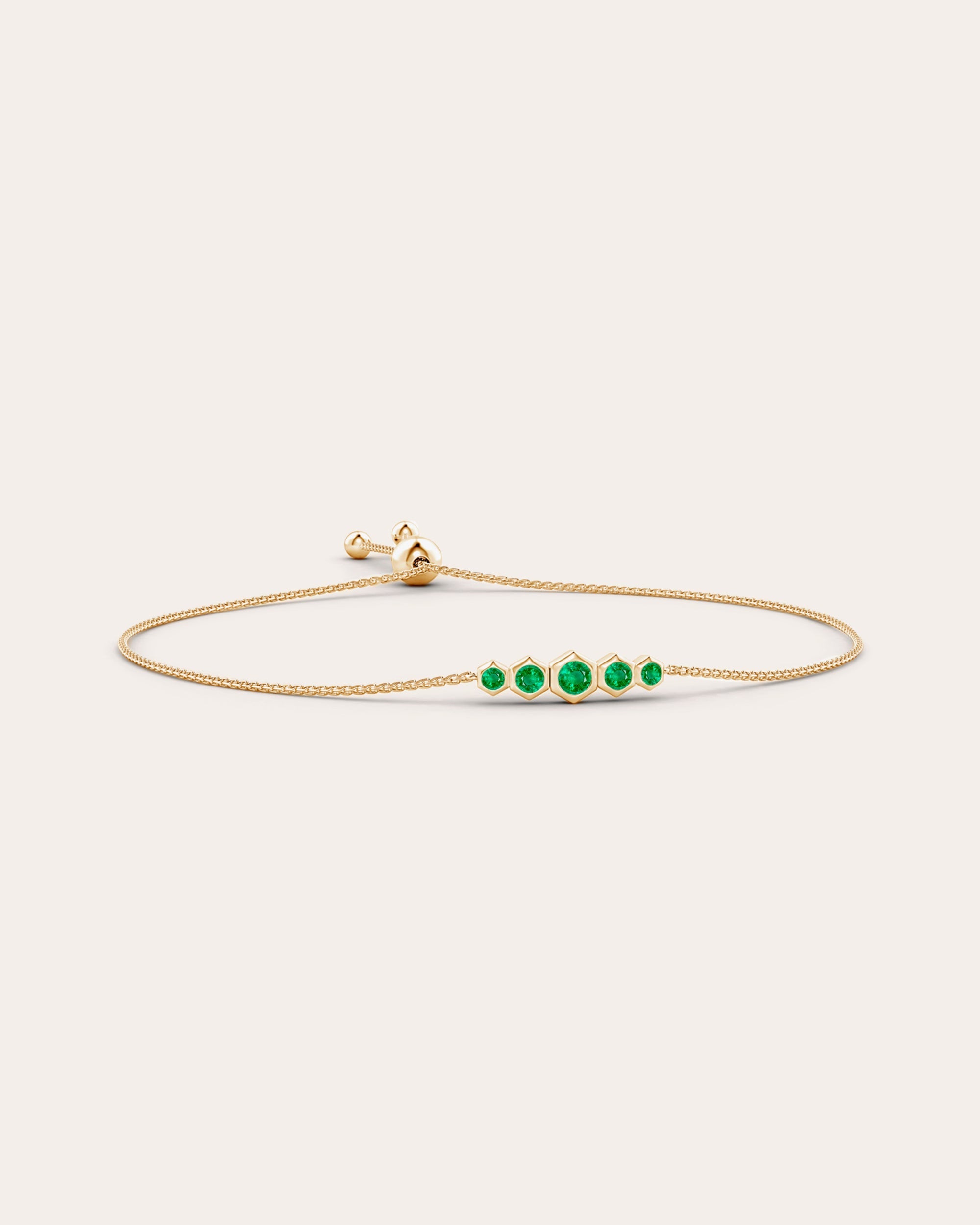 14K Gold Emerald Cluster Bracelet