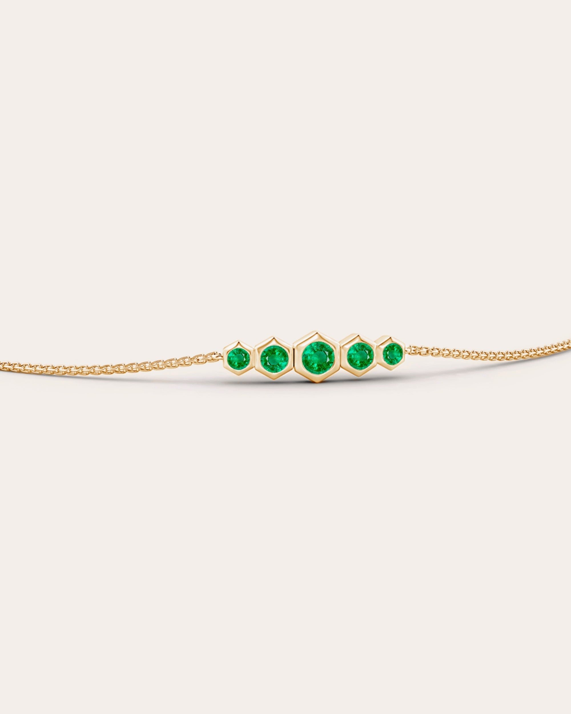 14K Gold Emerald Cluster Bracelet
