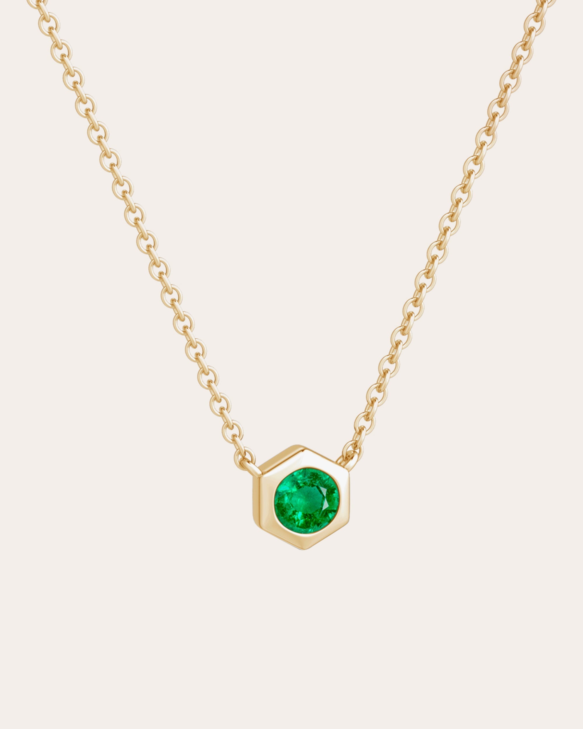 14K Gold Emerald Pendant Necklace