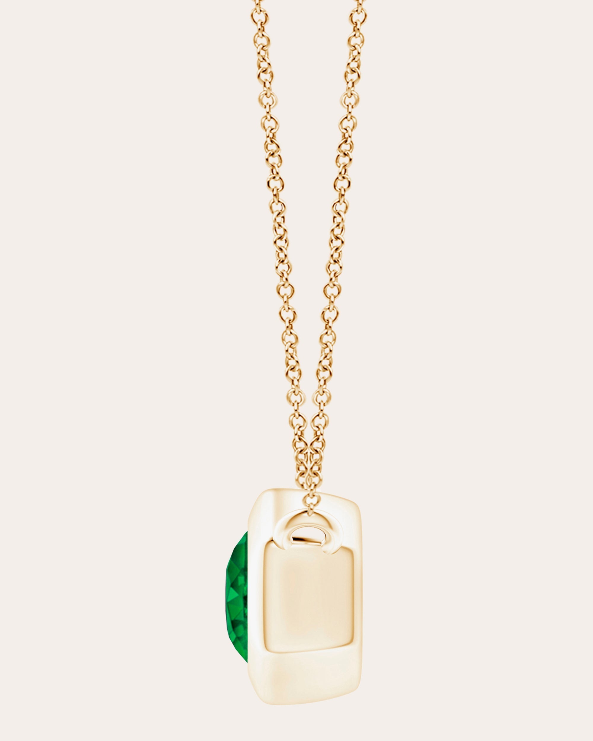 14K Gold Emerald Pendant Necklace