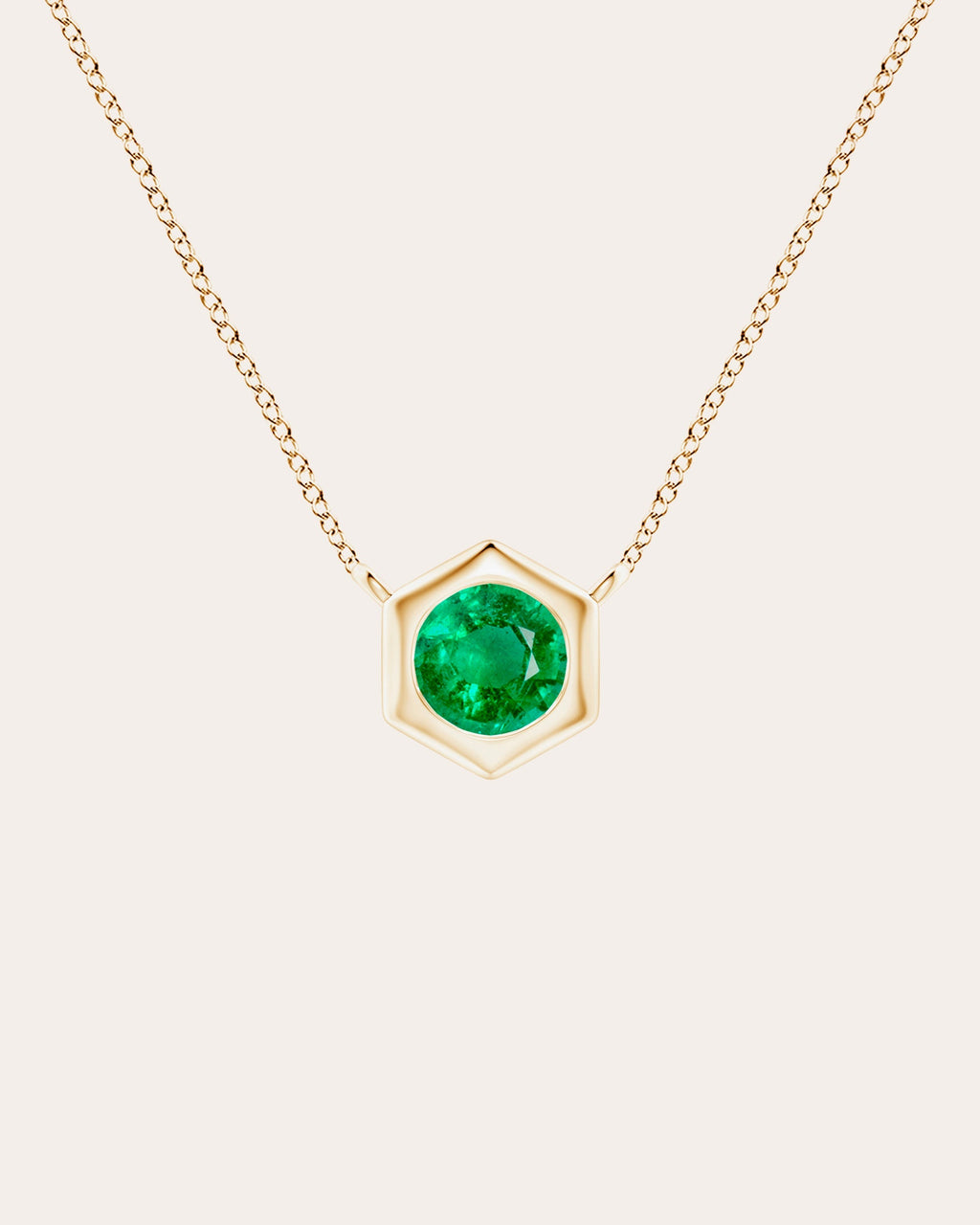 14K Gold Emerald Pendant Necklace