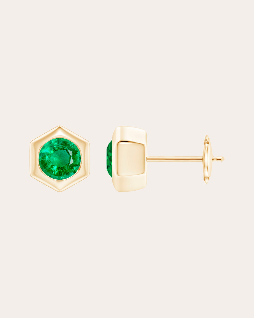 14K Gold Emerald Stud Earrings