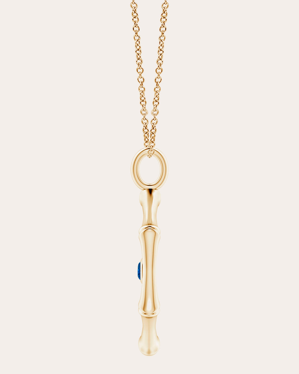 Bamboo 14K Gold Sapphire and Diamond Evil Eye Pendant Necklace