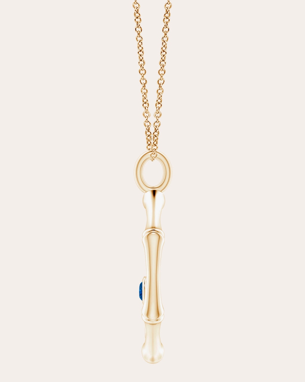 Bamboo 14K Gold Sapphire and Diamond Hamsa Pendant Necklace