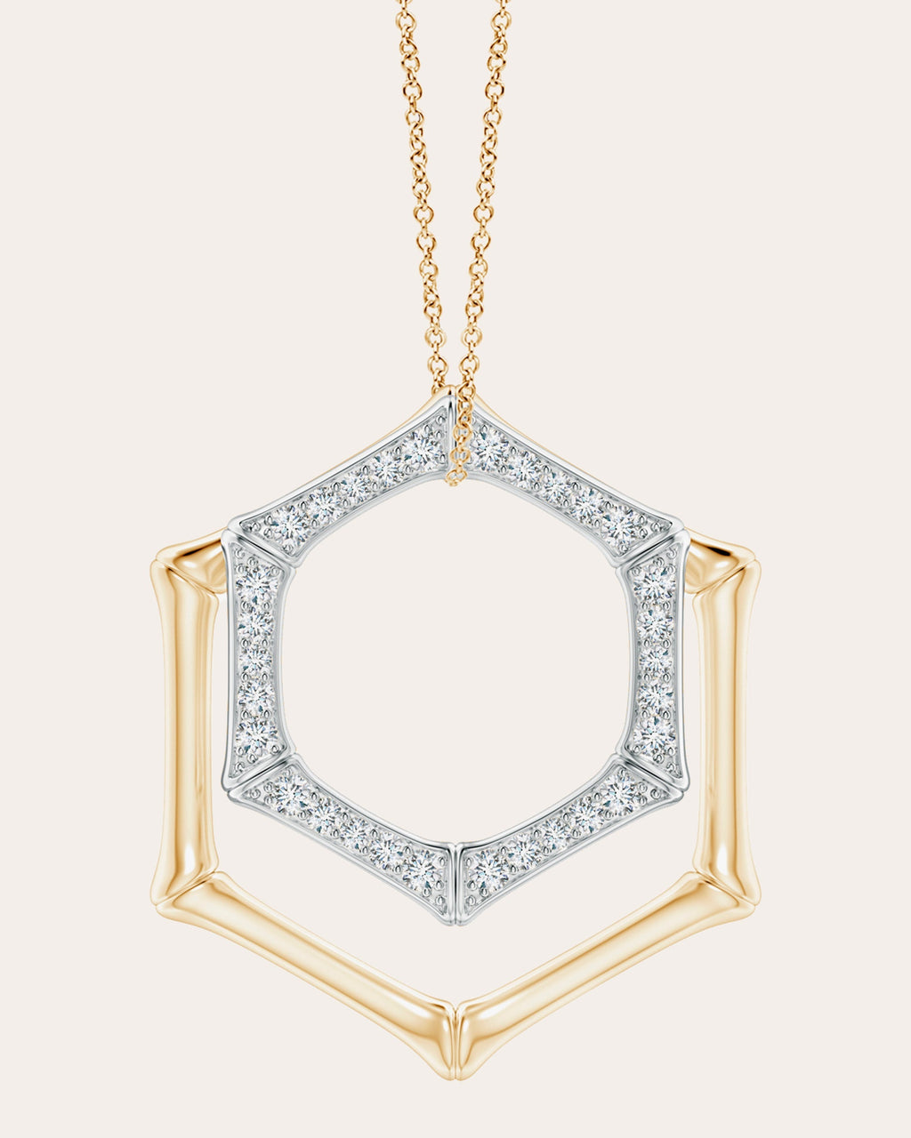 Bamboo 14K Gold Diamond Pendant Necklace