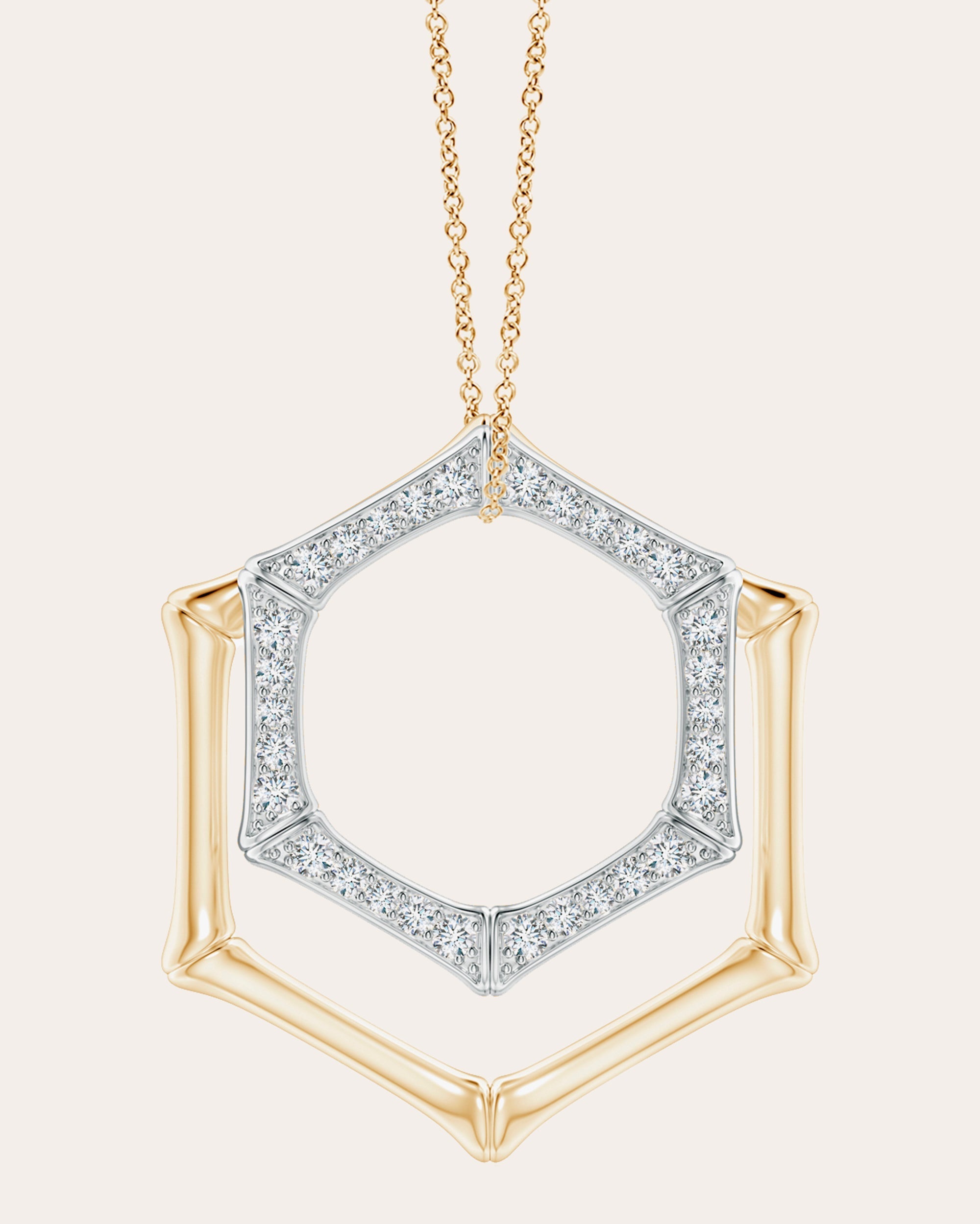 Bamboo 14K Gold Diamond Pendant Necklace