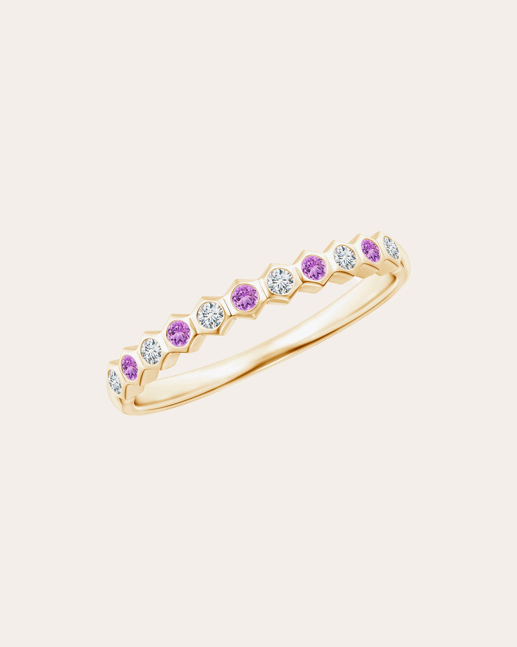 14K Gold Amethyst and Diamond Ring