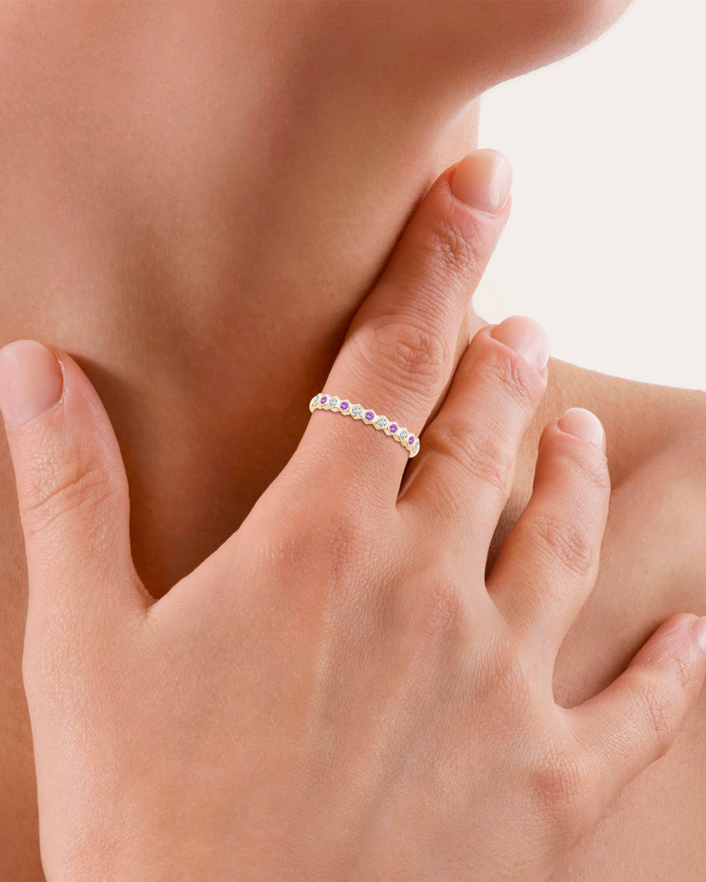 14K Gold Amethyst and Diamond Ring
