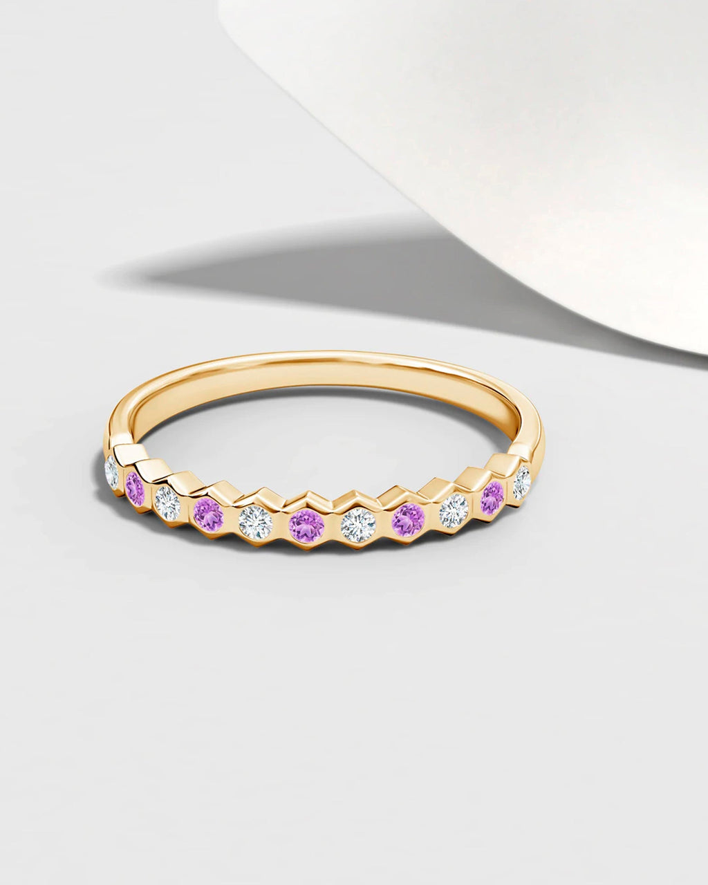 14K Gold Amethyst and Diamond Ring