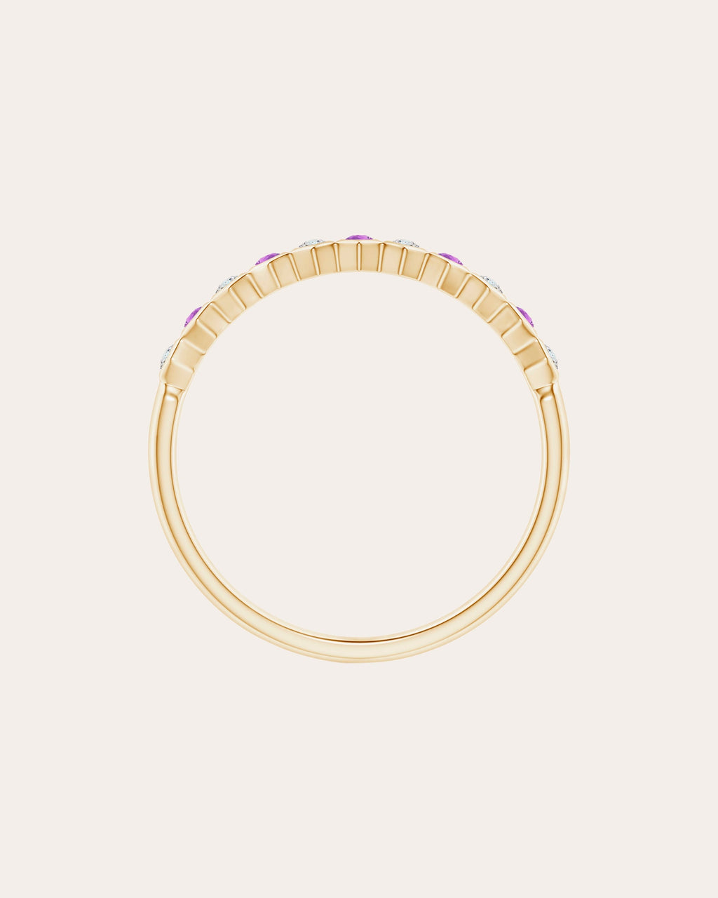 14K Gold Amethyst and Diamond Ring